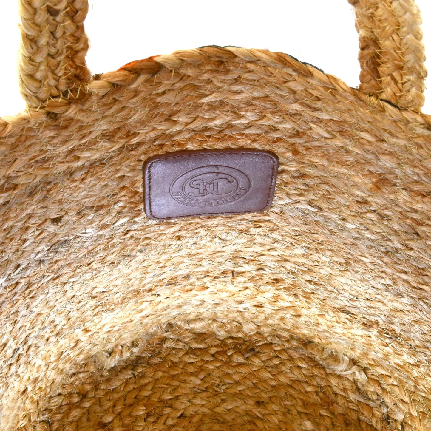 Style n Craft 37001 Unisex Beach and Shopping Tote Bag in Jute with Sunshine Print - Inside View Showing the Logo