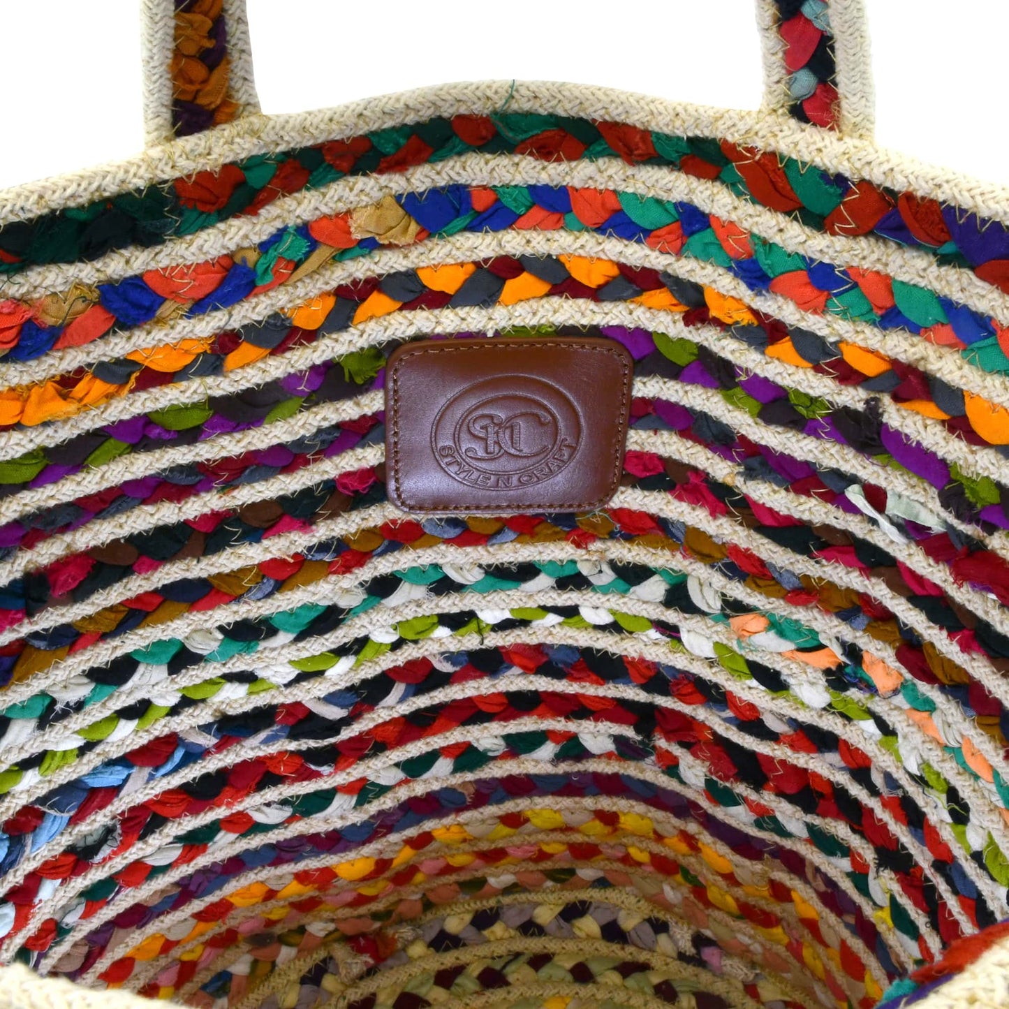 Style n Craft 37101 - Unisex Beach and Shopping Tote Bag in Multi-Color Cotton & Dori - Inside View Showing the Logo