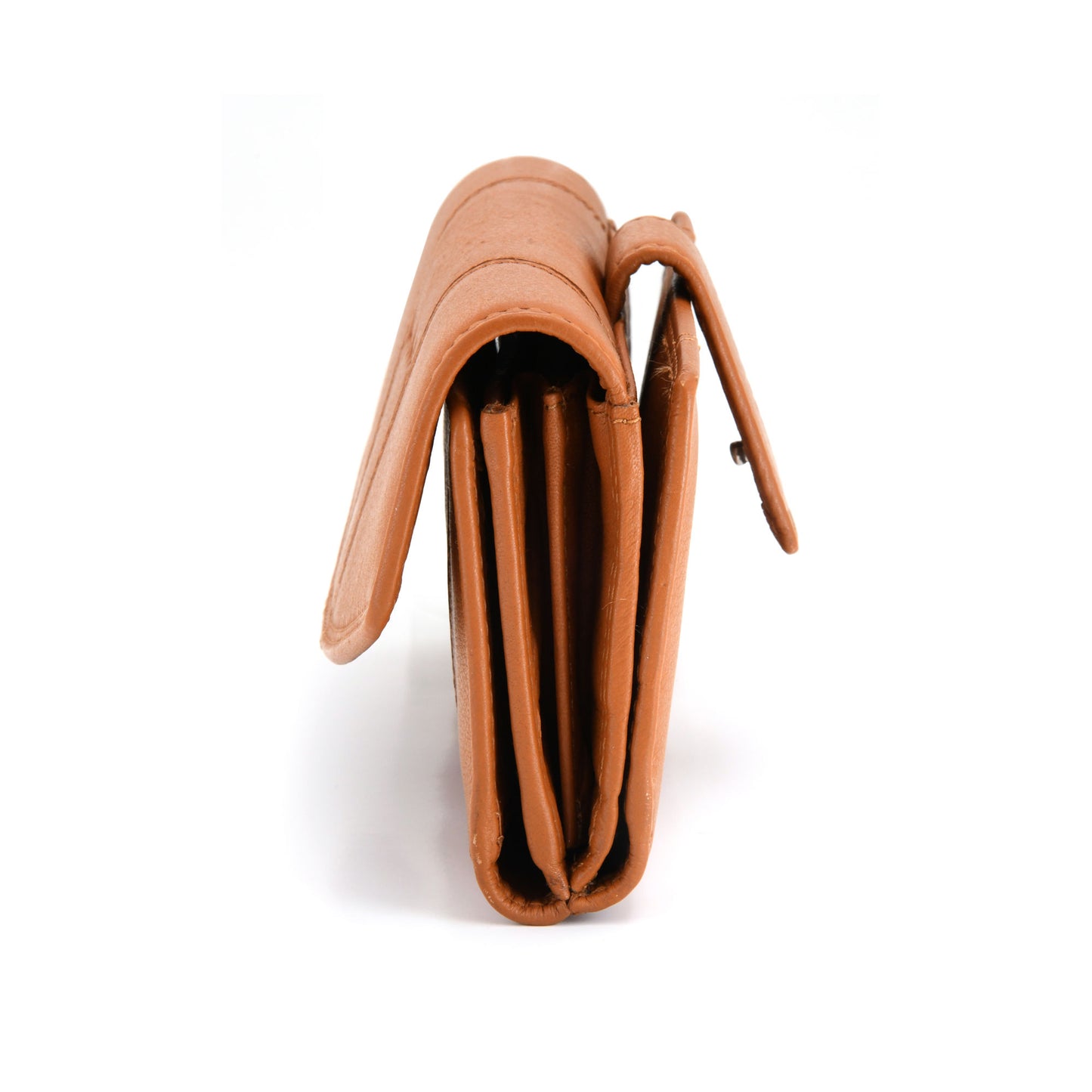 Style n Craft 300954-CG Clutch Wallet for Ladies in Cow Leather - Tan Color - Side Profile View