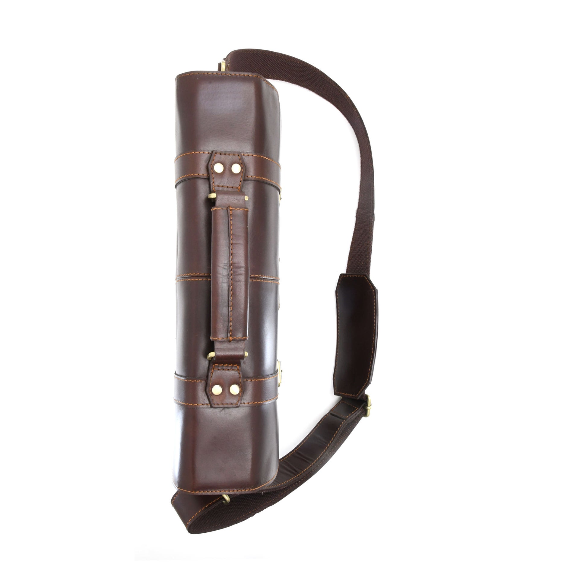 Style n Craft 392007 Portfolio Bag in Full Grain Dark Brown Leather - Top Closed View - Vertical
