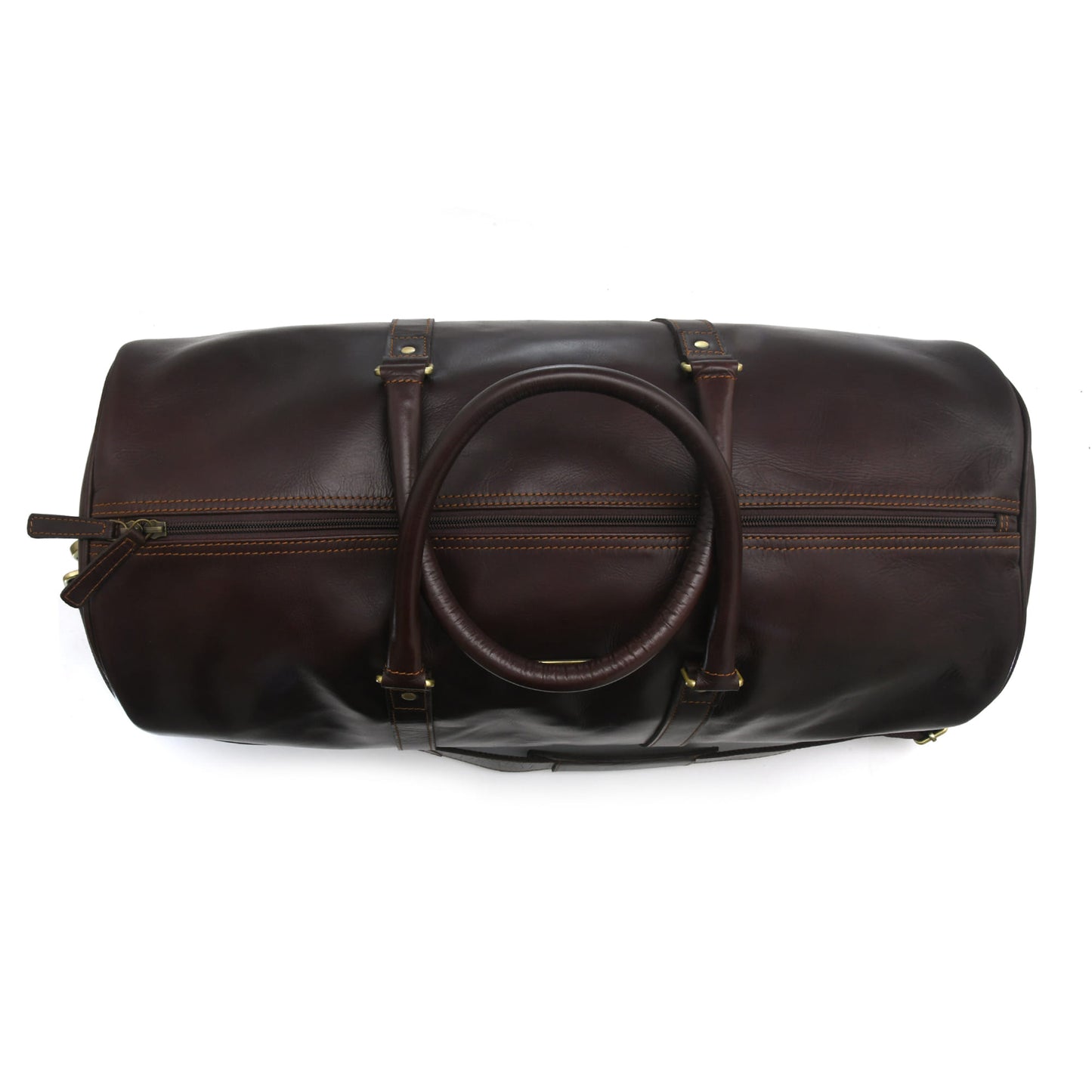 Style n Craft 392101 Duffle Bag in Full Grain Dark Brown Leather - Top View