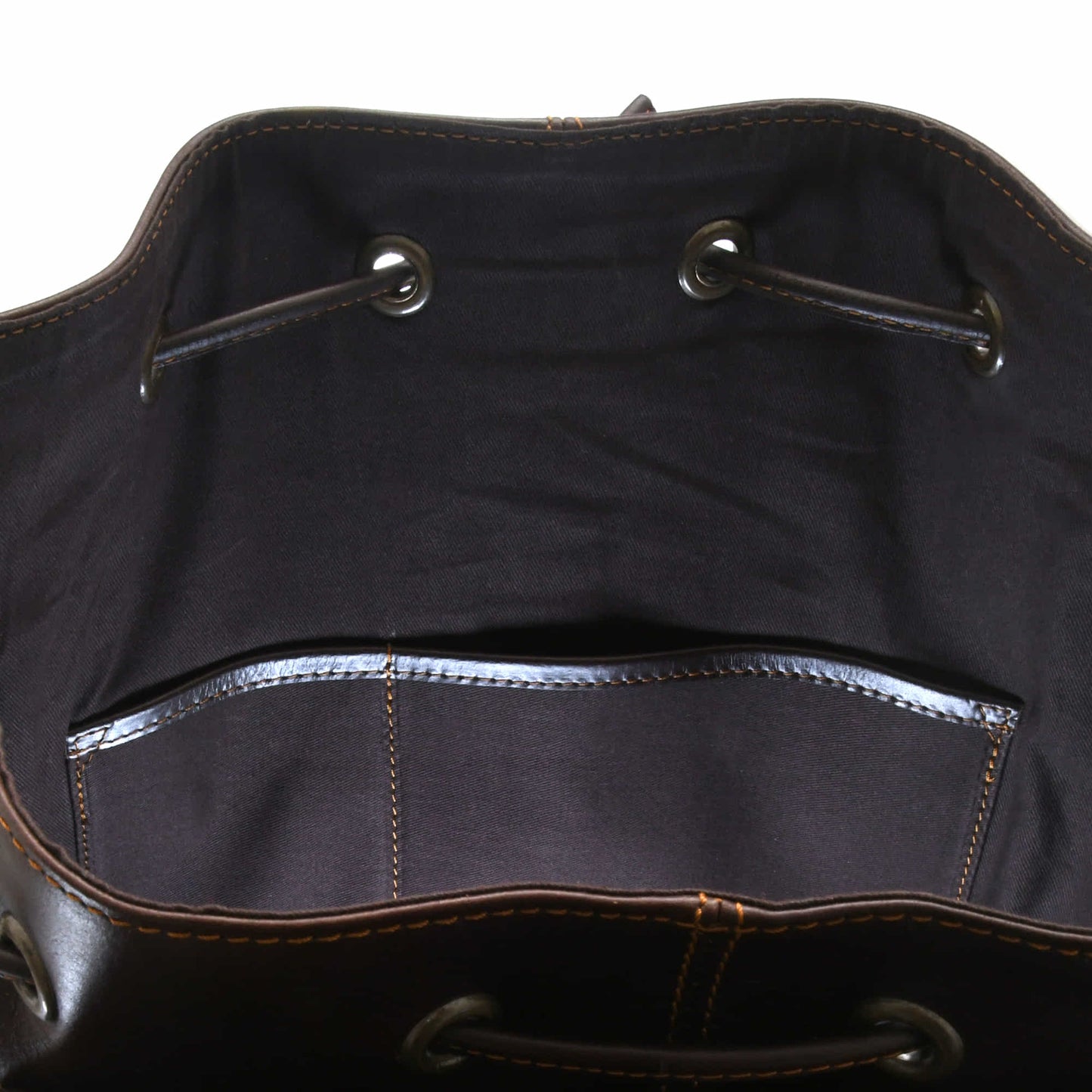 Style n Craft 392150 Backpack Large in Full Grain Dark Brown Leather - Inside View Showing the 2 Open Pockets