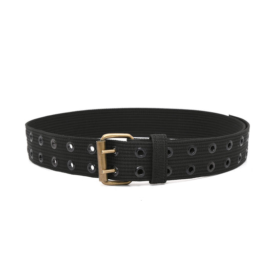 Style n Craft 95012 - 2" Wide Heavy Duty Black Polyweb Work Belt with Antique Finish Double Prong Metal Roller Buckle and Metal Eyelets