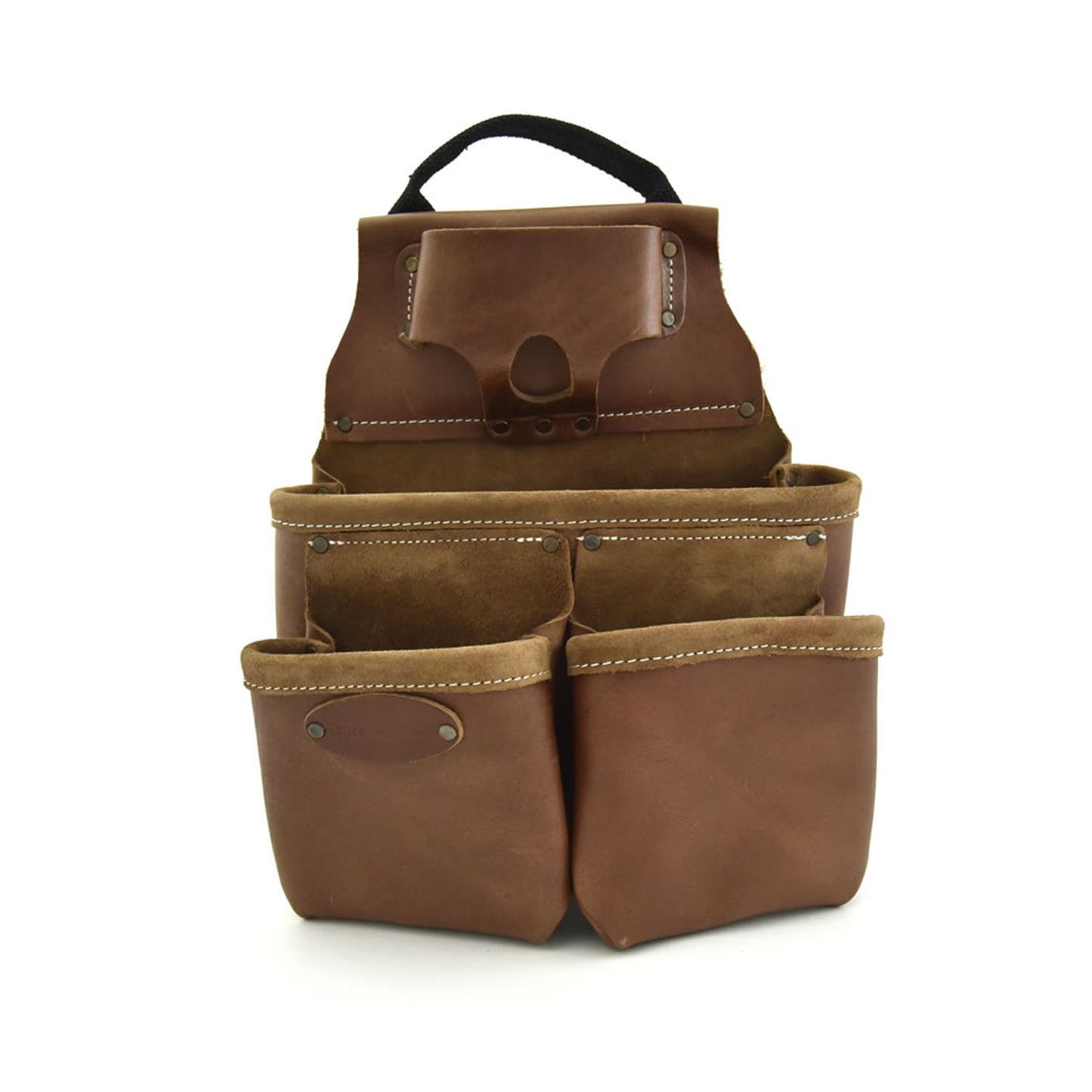 Style n Craft 98435 - 9 Pocket Nail & Tool Pouch in Top Grain Leather in Dark Tan Color