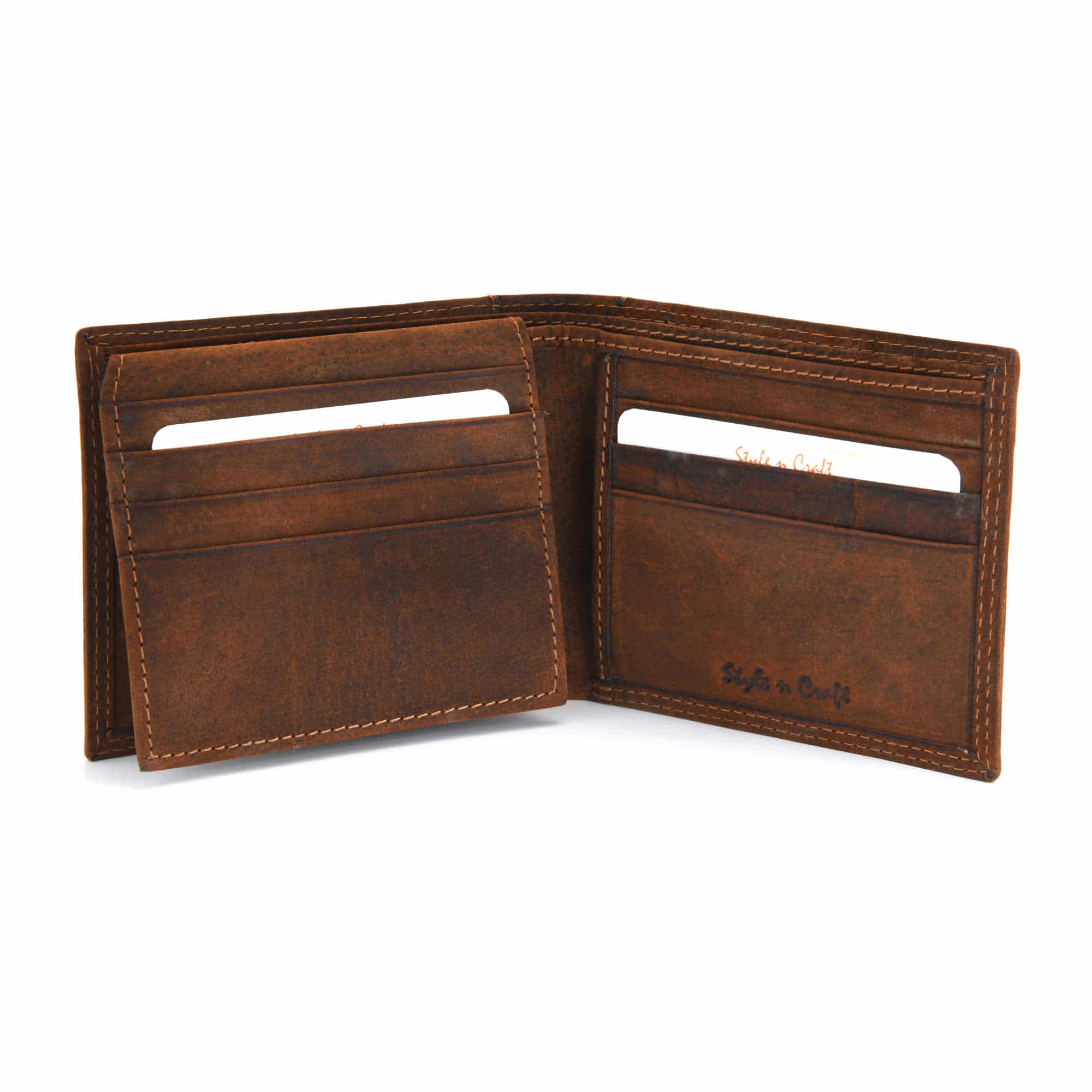 Brown Pass Case Leather Wallet with Flap | Style n Craft