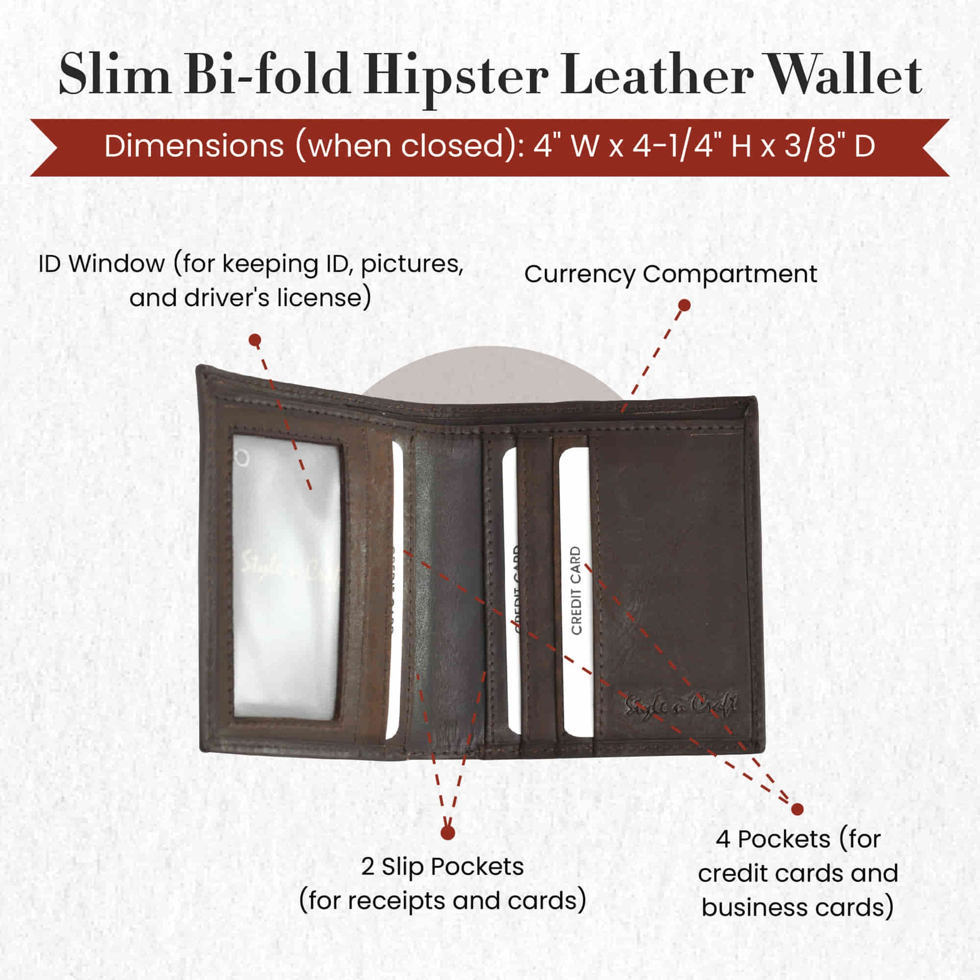 The Vincent Fine Leather Business Card Holder Wallet Bifold