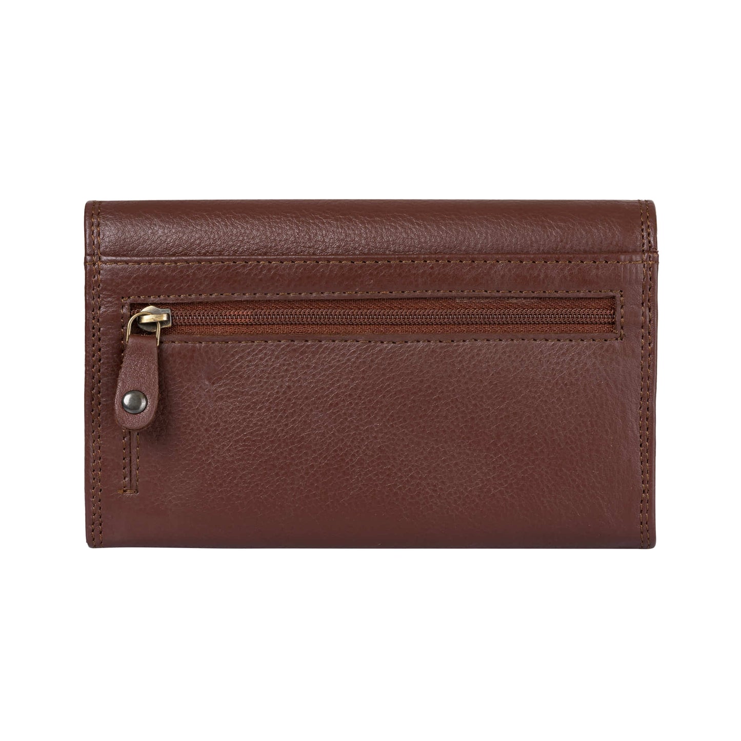 Style n Craft 391102 Ladies Clutch Wallet in Brown Full Grain Leather - Back View Closed