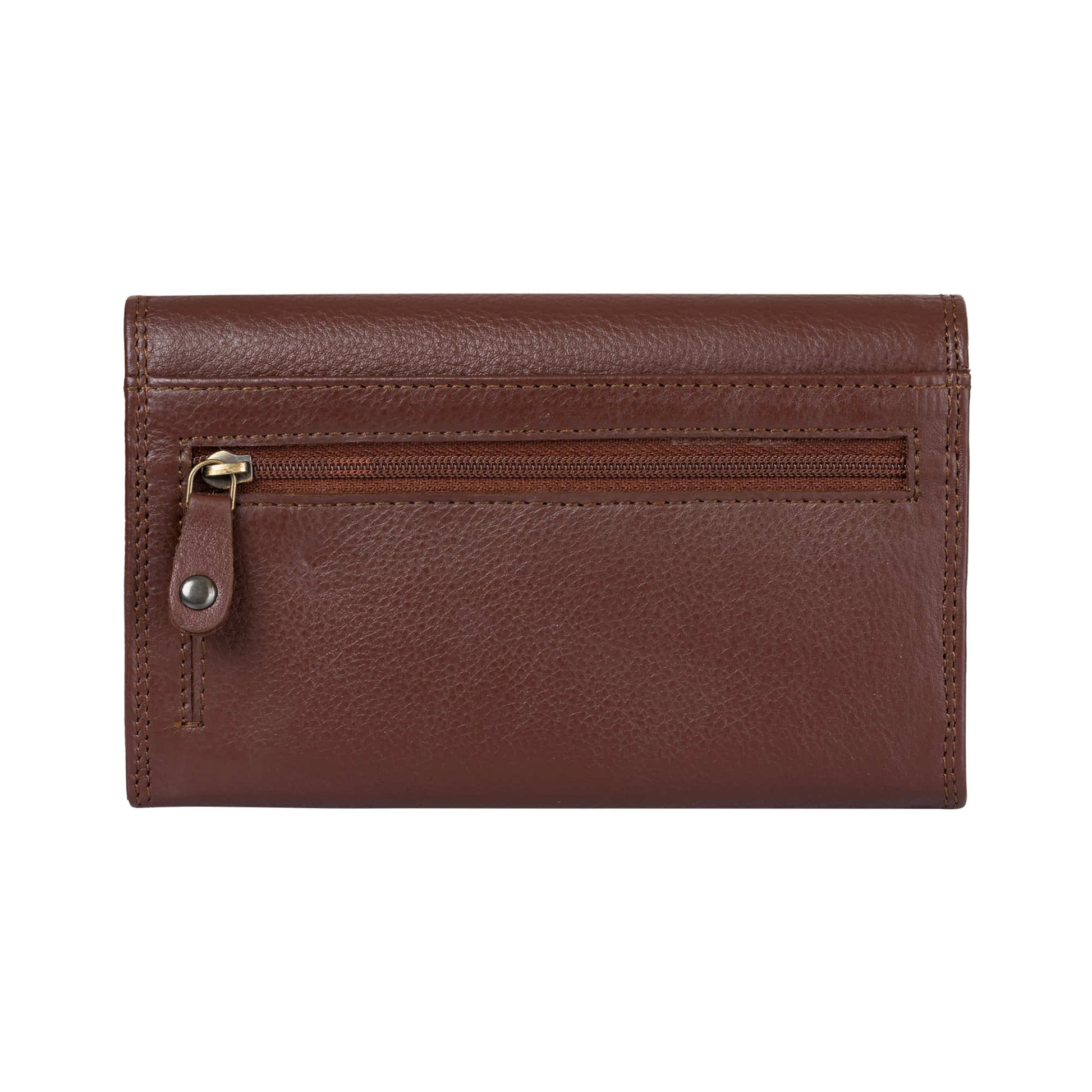 Style n Craft 391102 Ladies Clutch Wallet in Brown Full Grain Leather - Back View Closed