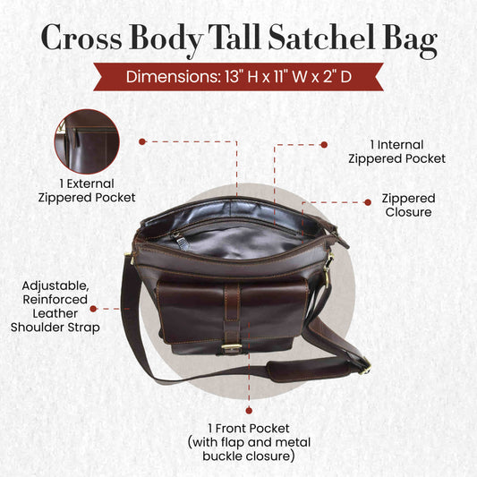 392500 Messenger Bag in Full Grain Dark Brown Vintage Leather | Style N Craft, Women's, Size: 16.5