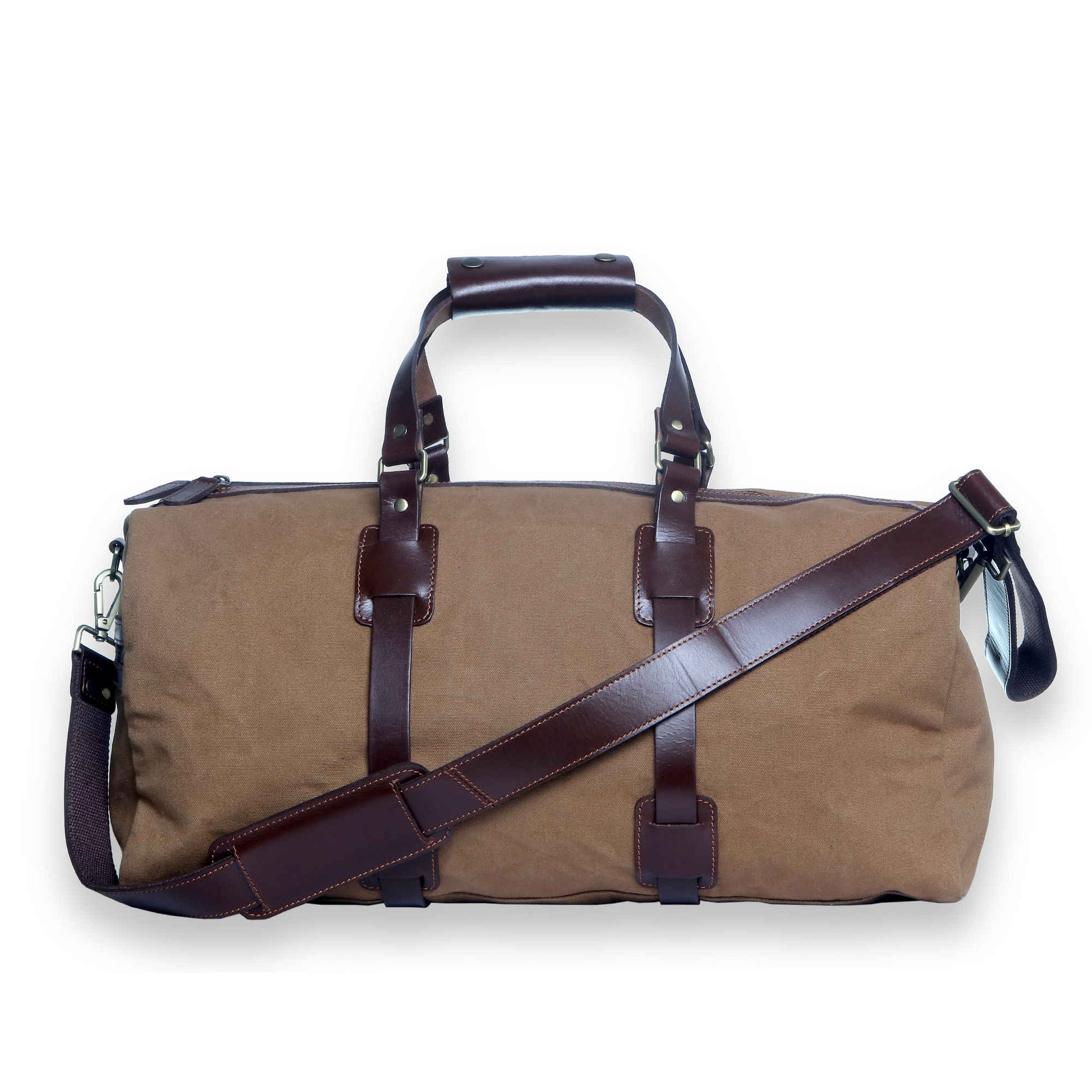 Style n Craft 397101 Duffle Bag in Waterproof Brown Canvas & Full Grain Leather - Back View