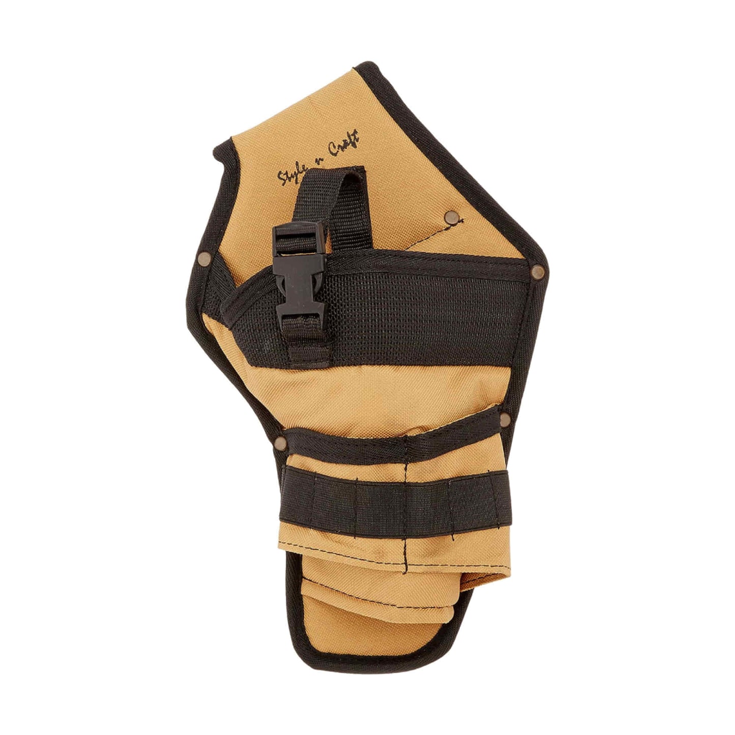 Style n Craft 76101 - Cordless Drill Holster in 600D Khaki Polyester with Black Binding - Front View