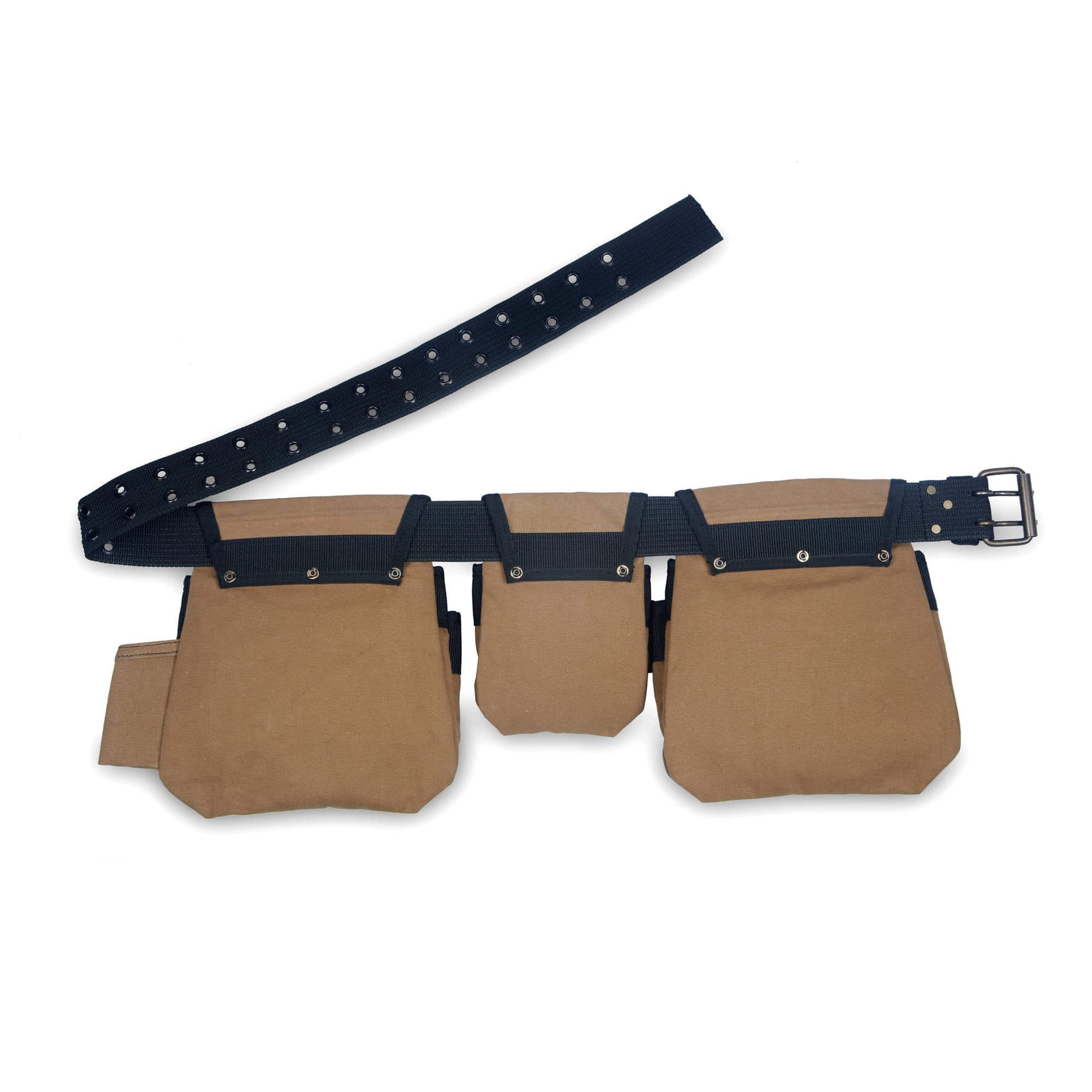 Style n Craft 97425 - 4 Piece 12 Pocket Carpenter's Tool Belt Combo in Brown Waterproof Canvas - Back View