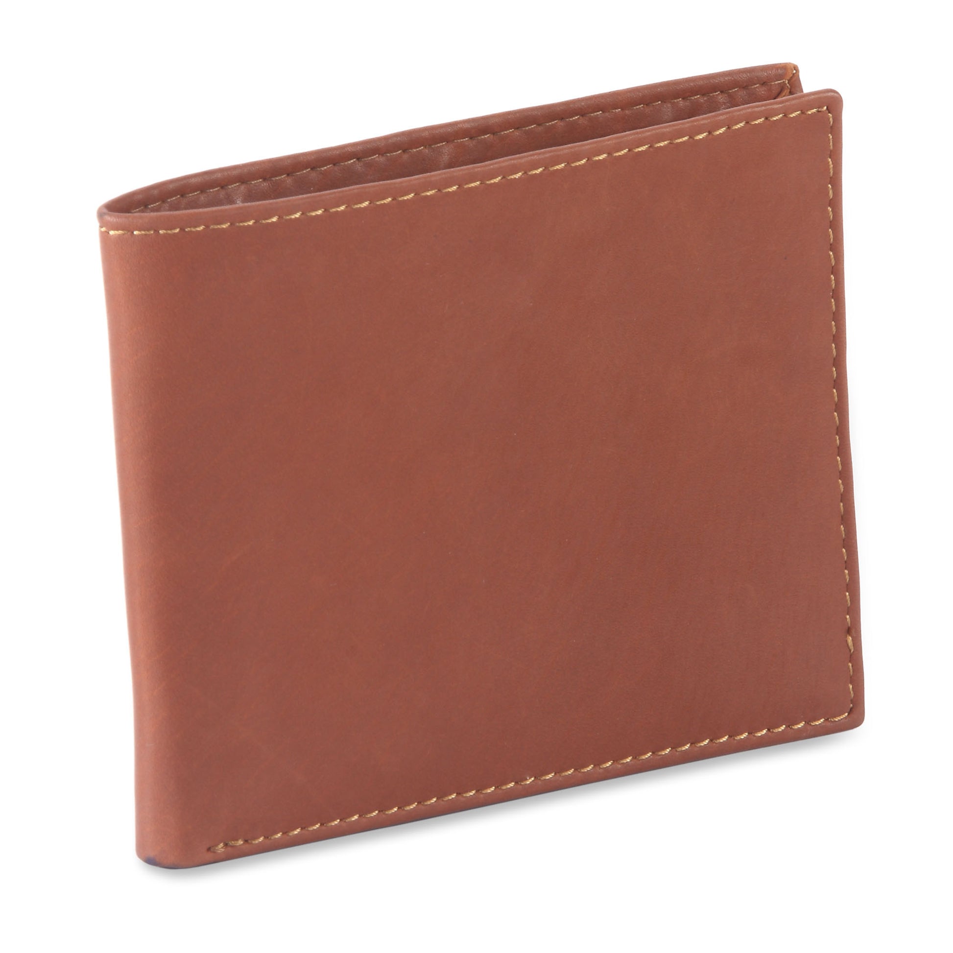 Style n Craft 200160 - slim bifold wallet in tan color cow leather- closed view