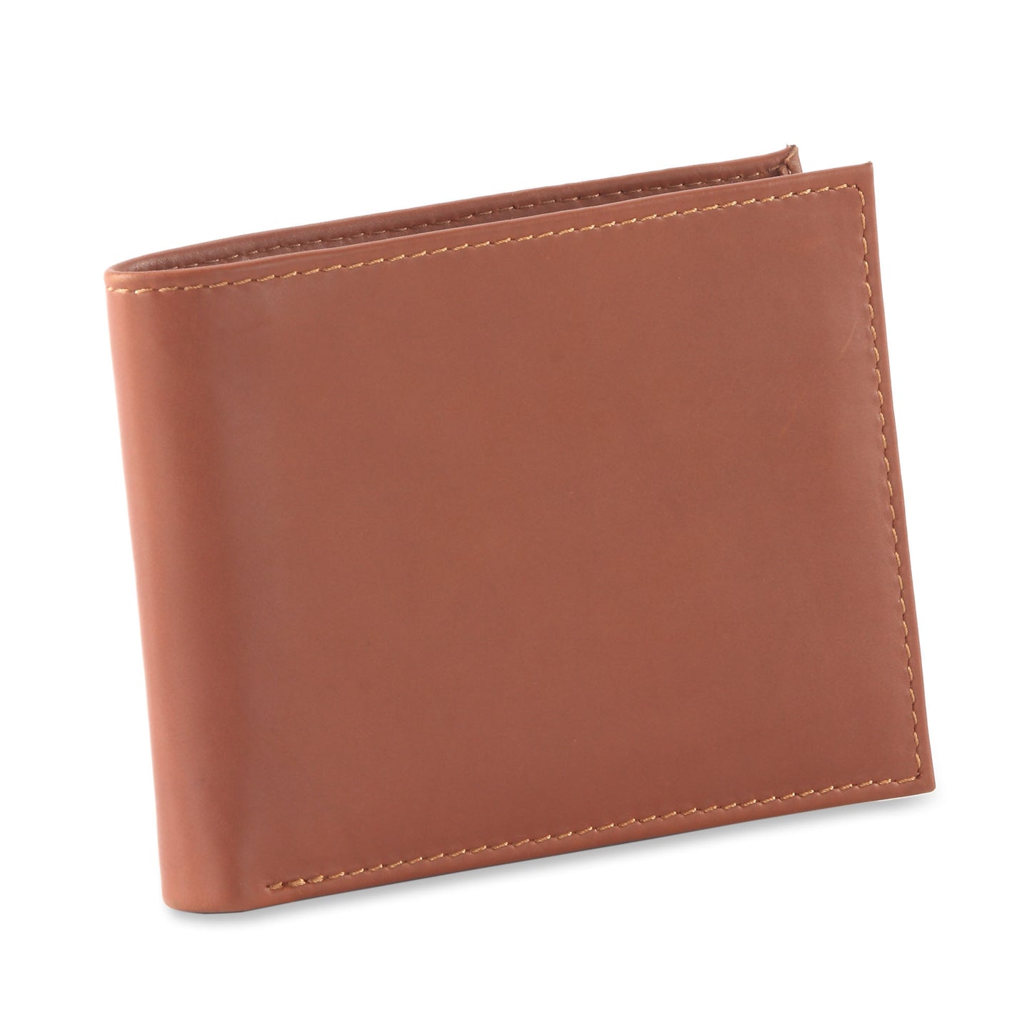 Style n Craft 200161 bifold wallet with center flap in tan color leather - closed view