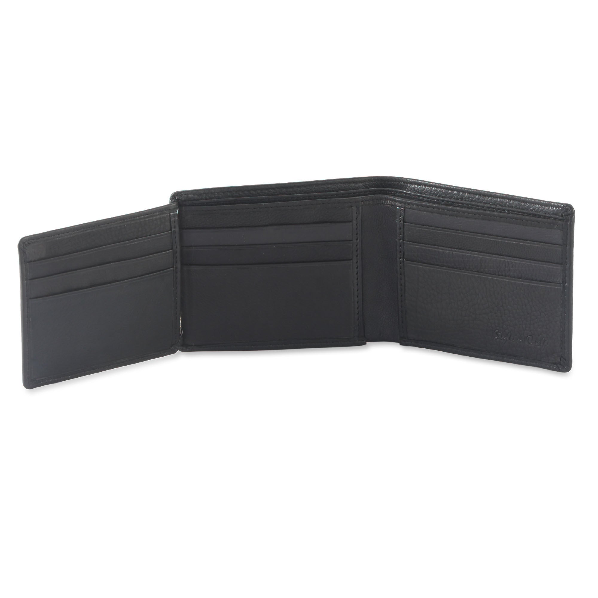 Black Bifold Leather Wallet with Side Flap Style n Craft 200166 BL
