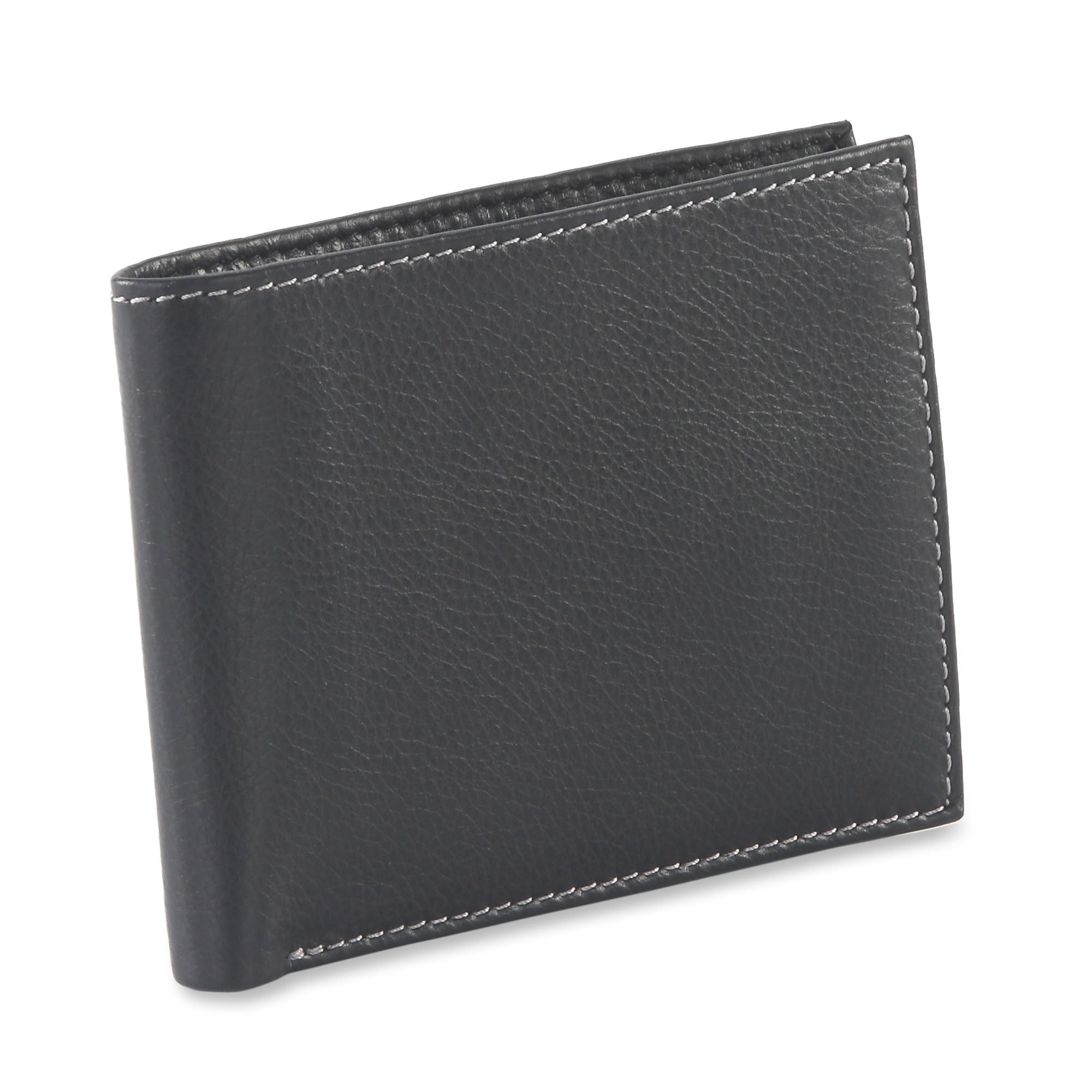 Style n Craft Black Bifold Leather Wallet with Center Flap