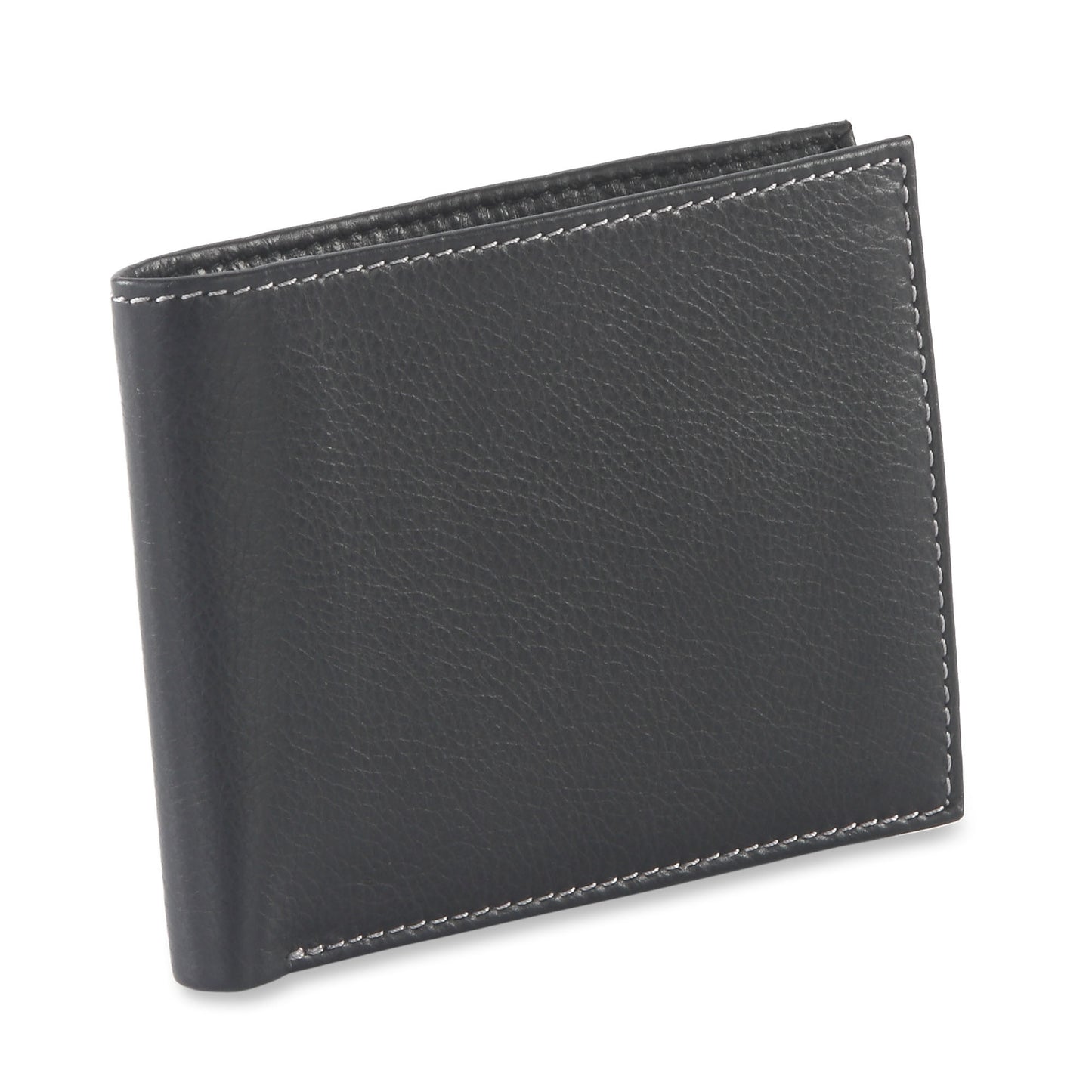Style n Craft 200302 bifold wallet with center flap in black color leather - closed view