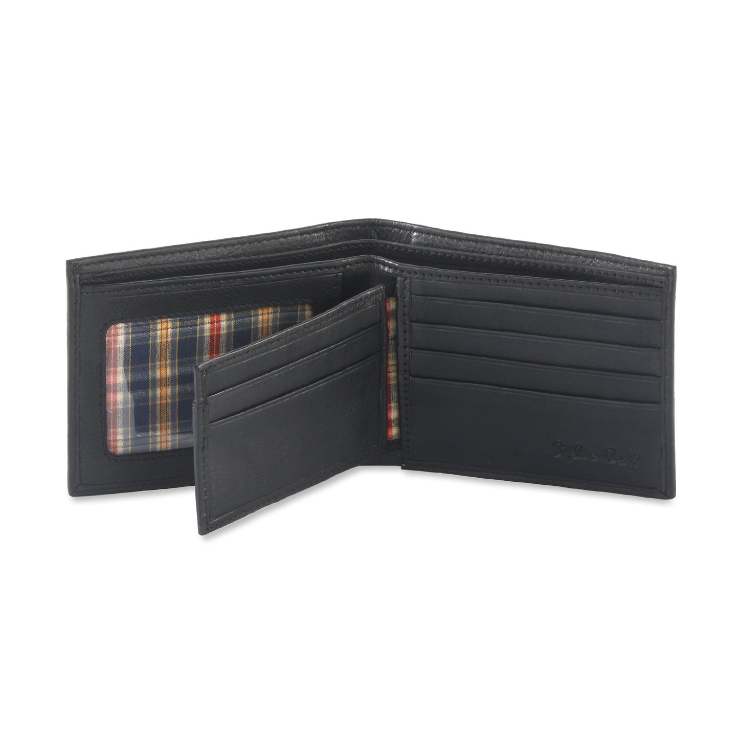 Style n Craft 200302 bifold wallet with center flap in black color leather - open view 2