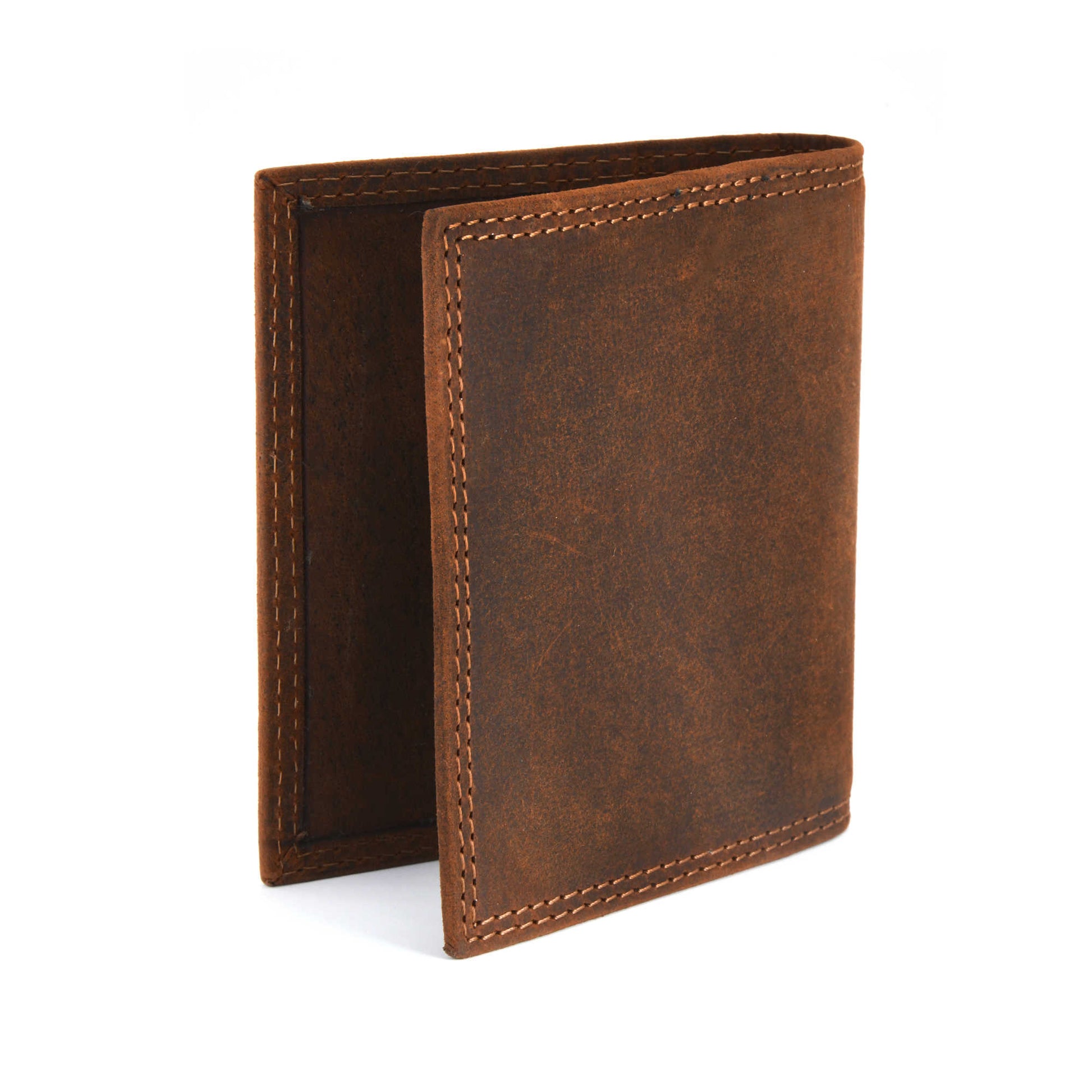Style n Craft 300703-BR Credit Card / Business Card Case in Brown Leather with Vintage like 2 Tone Effect & Double Stitching on the outside. It has RFID Protection. Back View