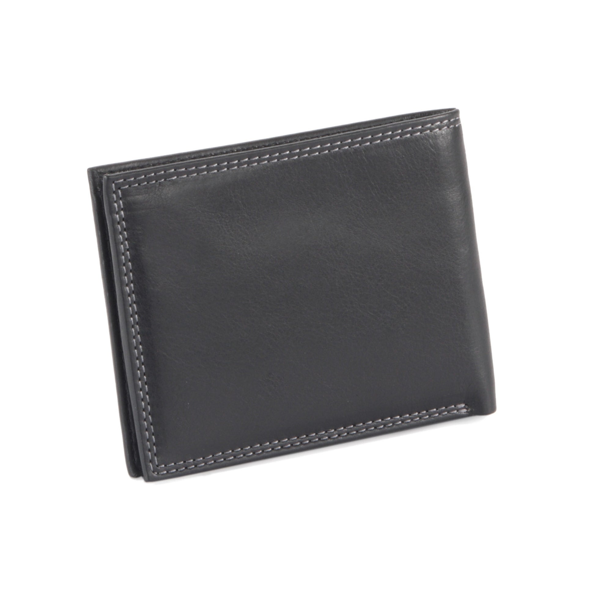 Style n Craft 300720-BL Slim bi-fold wallet in black top grain leather - closed back view