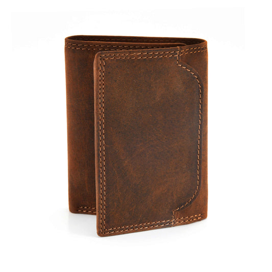 Style n Craft 300790-BR Trifold Wallet in Leather - brown color - closed view - front