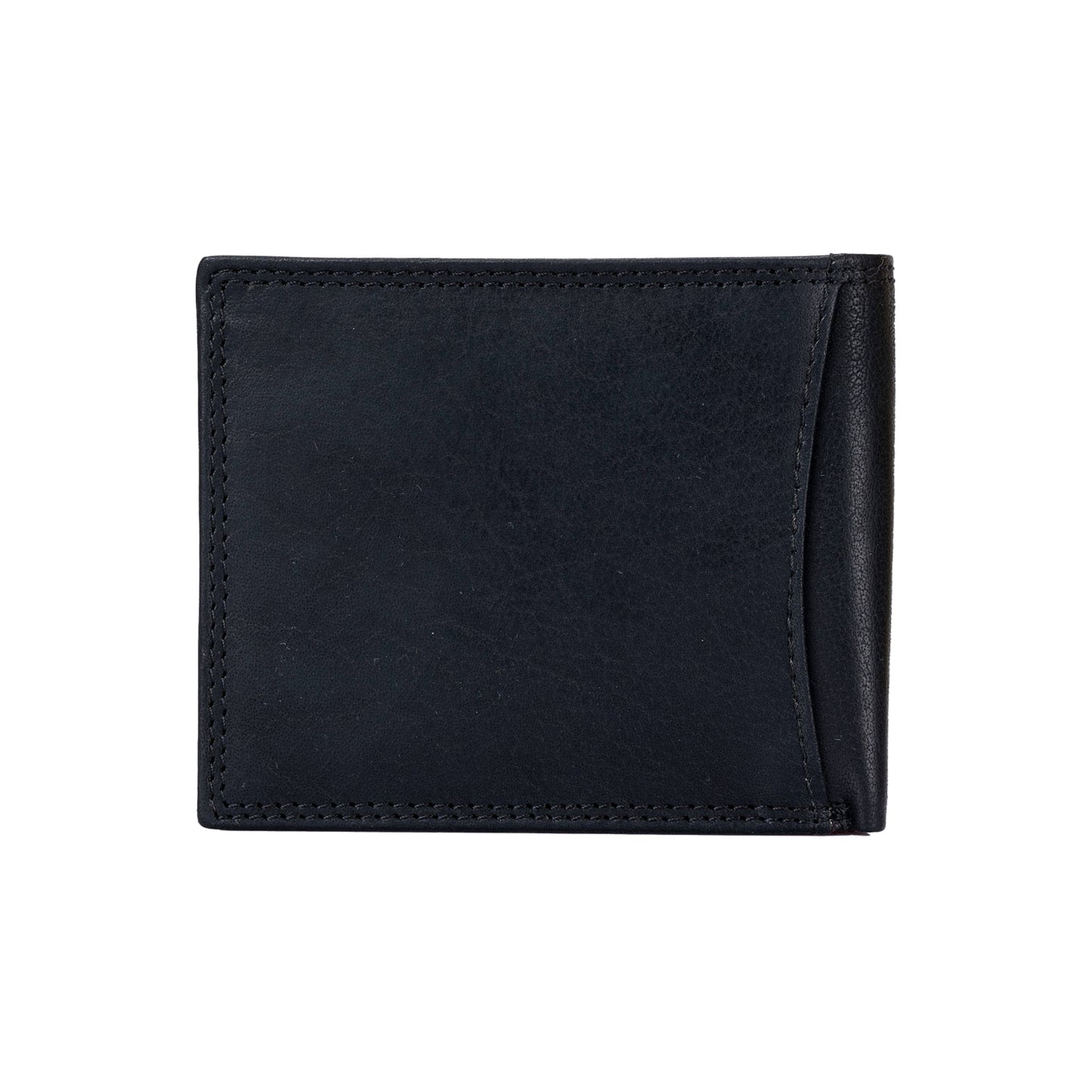 Style n Craft 300796-BL Bi-Fold Pass Case Wallet with Flap in Full Grain Leather - black color - closed back view