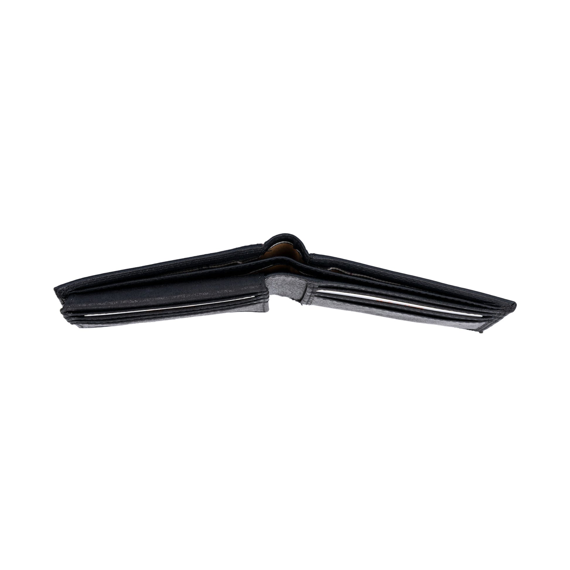 Style n Craft 300796-BL Bi-Fold Pass Case Wallet with Flap in Full Grain Leather - black color - open top view