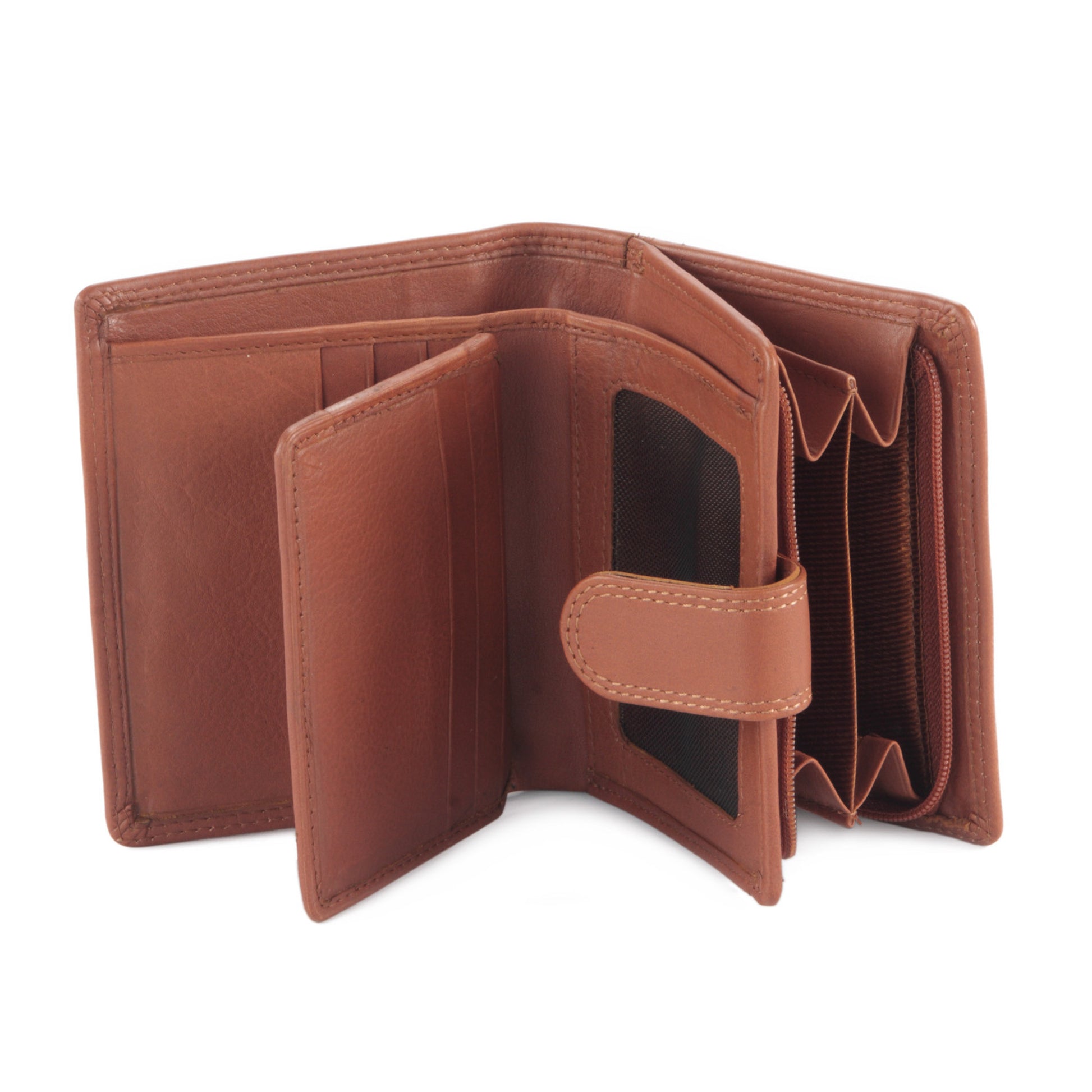 Style n Craft - 300952-CG Small Clutch Wallet for Ladies in Leather - tan or cognac color - open view 2