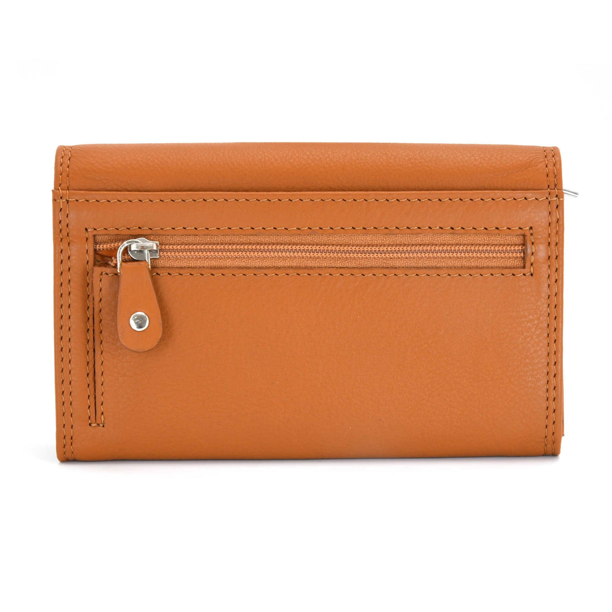 Style n Craft 300953-CG Ladies Clutch Wallet in Leather in Tan Color with RFID Protection - Back closed View