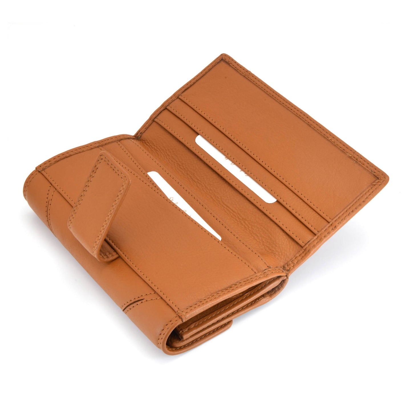 Style n Craft 300954-CG Clutch Wallet for Ladies in Cow Leather - Tan Color - Back Open View