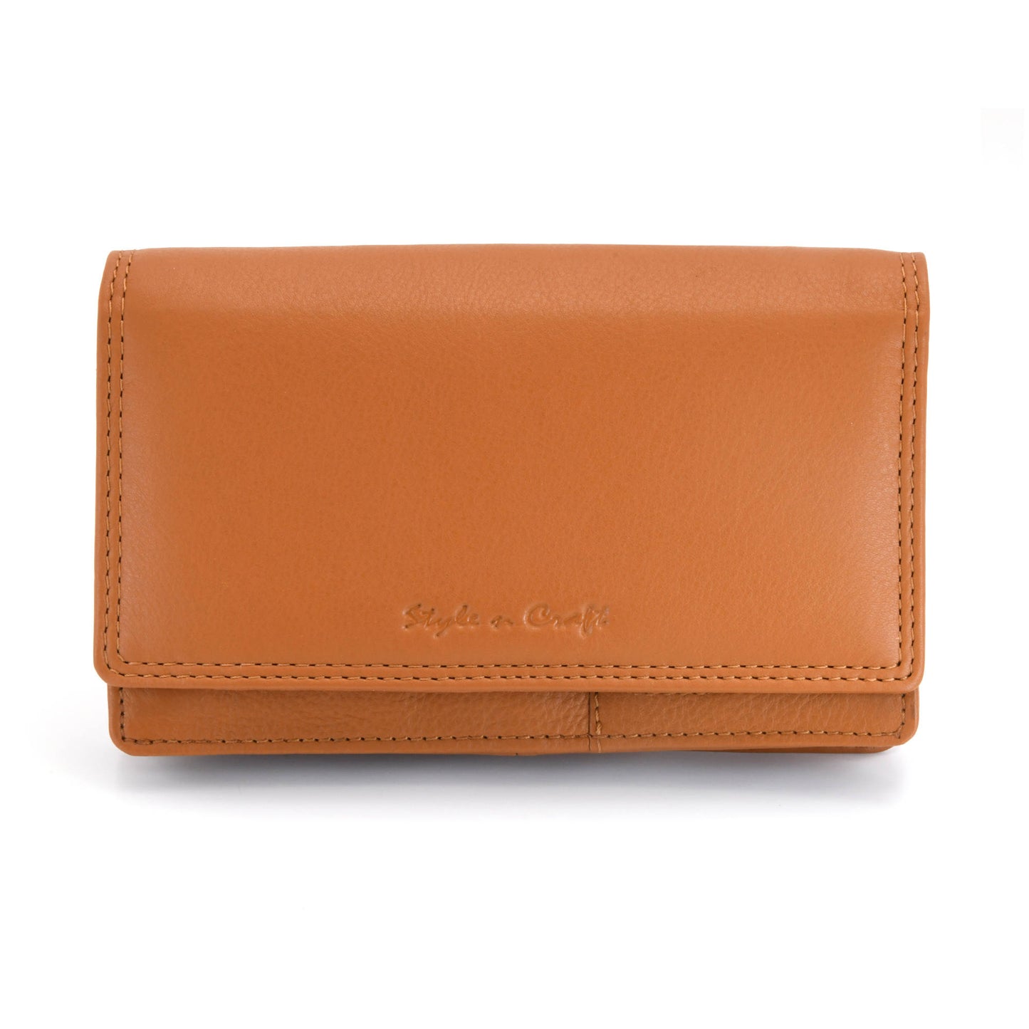 Style n Craft - 300956 Ladies Clutch Wallet in Leather - tan color - closed view front