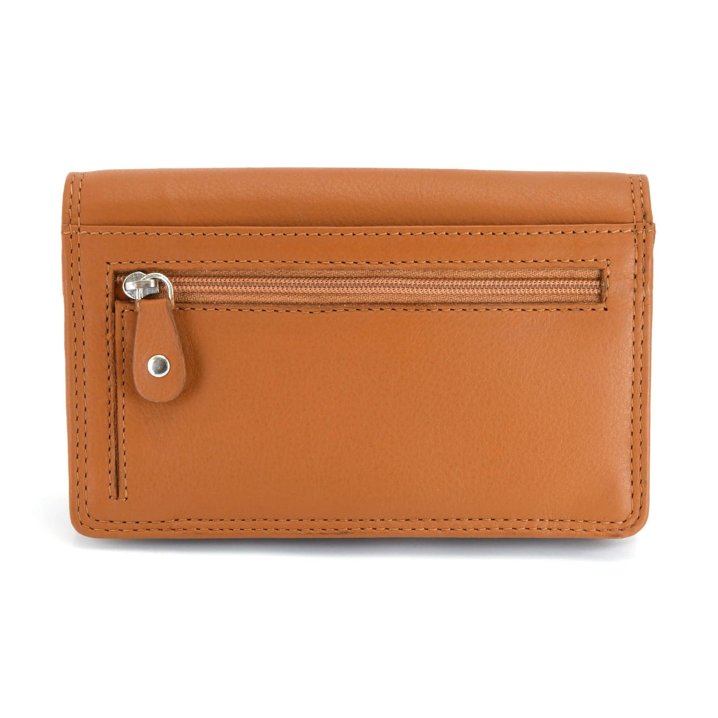 Style n Craft - 300956 Ladies Clutch Wallet in Leather - tan color - closed view back