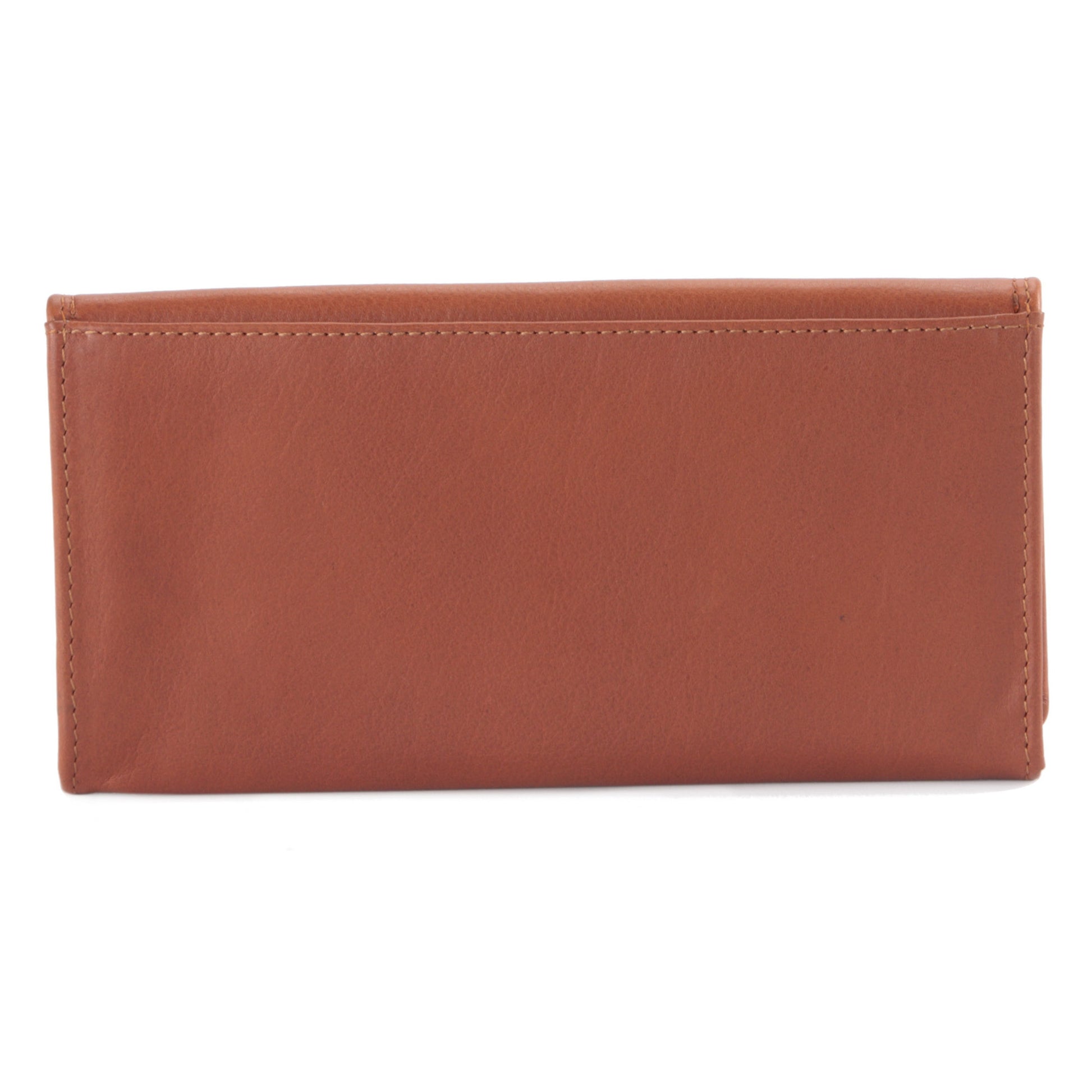 Ladies Clutch Wallet in Cow Leather - cognac or tan color - closed view back