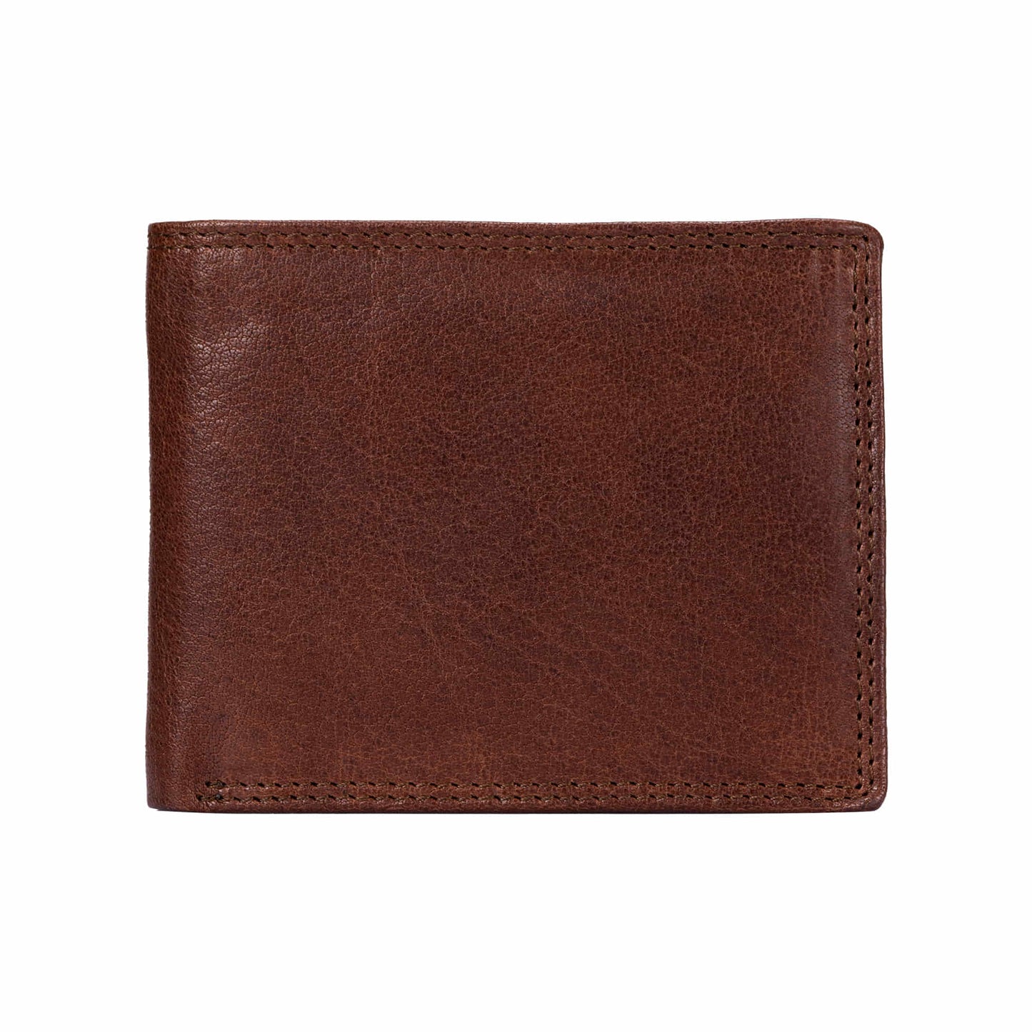 Style n Craft 301766 bifold wallet with side flap in dark brown color vintage leather with 2 tone effect - front closed view