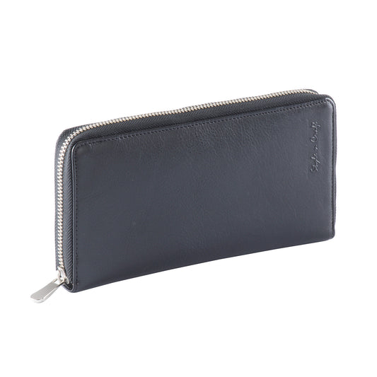 Style n Craft 301900-BL Zippered Travel Organizer in Black Leather - front closed