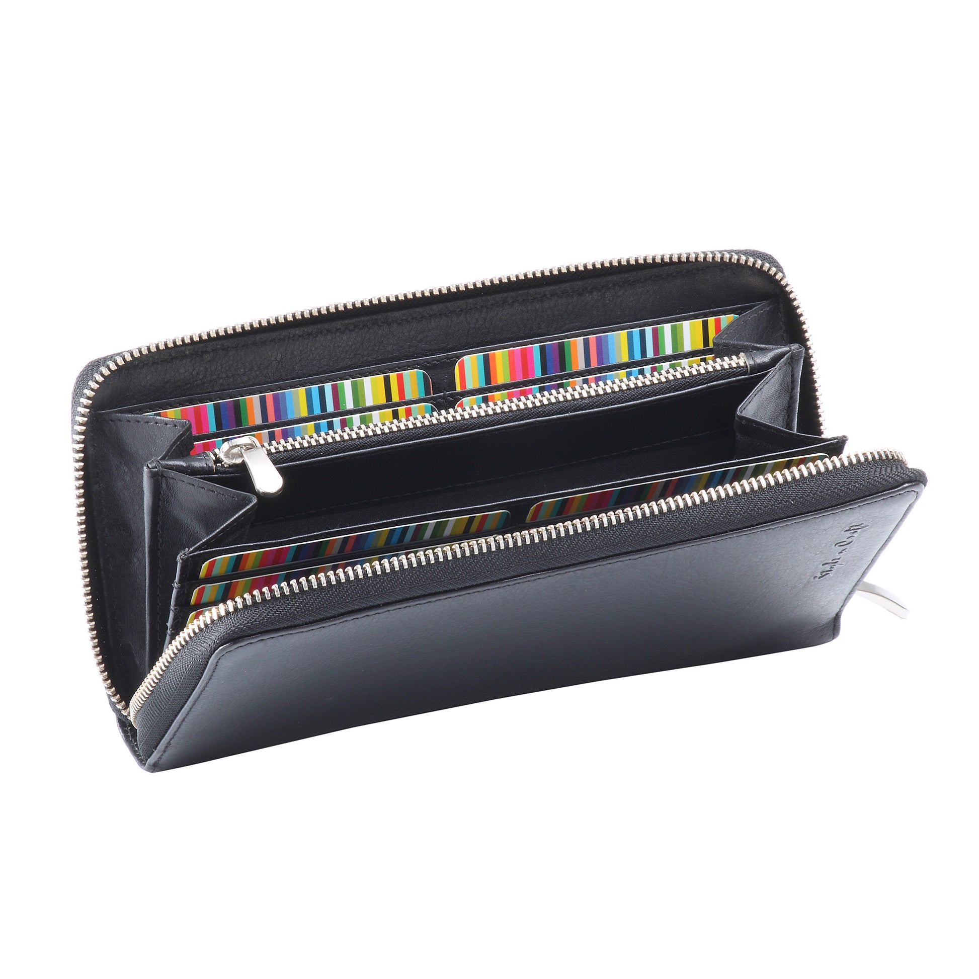 Style n Craft 301900-BL Zippered Travel Organizer in Black Leather - front open 1