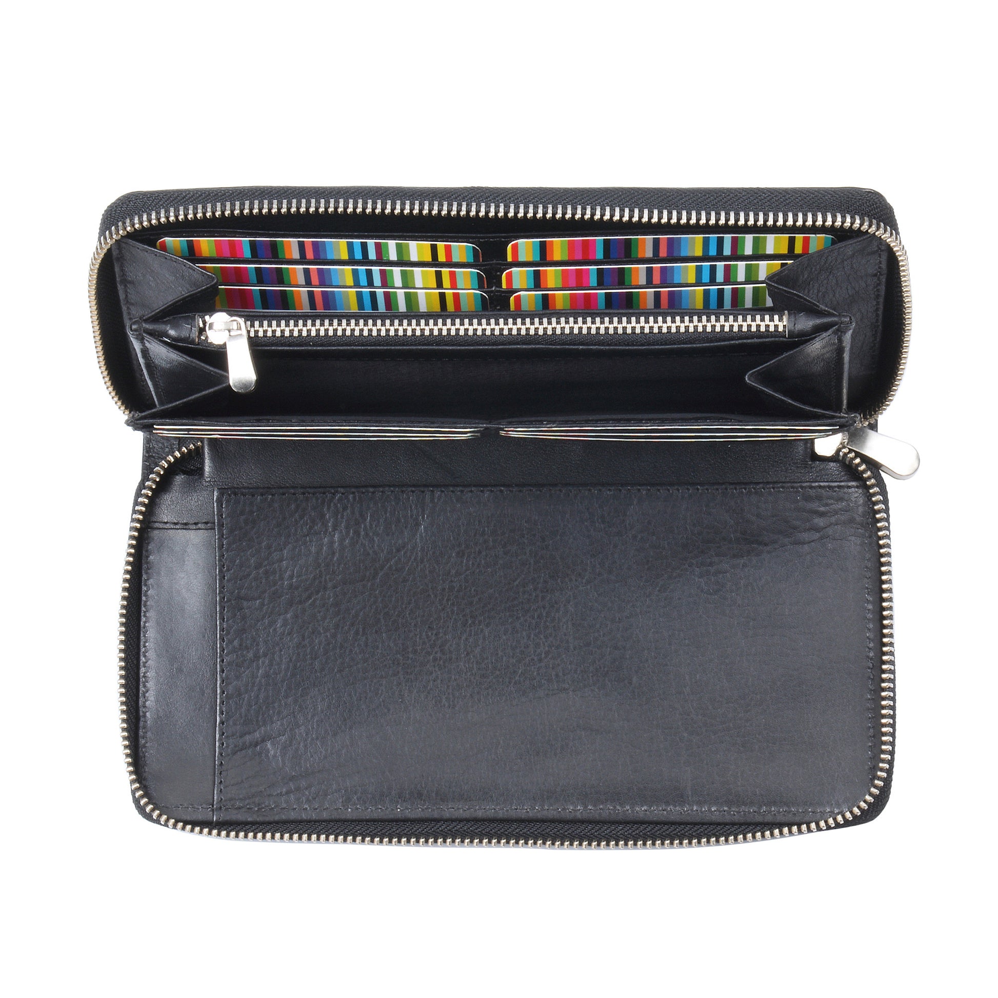 Style n Craft 301900-BL Zippered Travel Organizer in Black Leather - front open 2