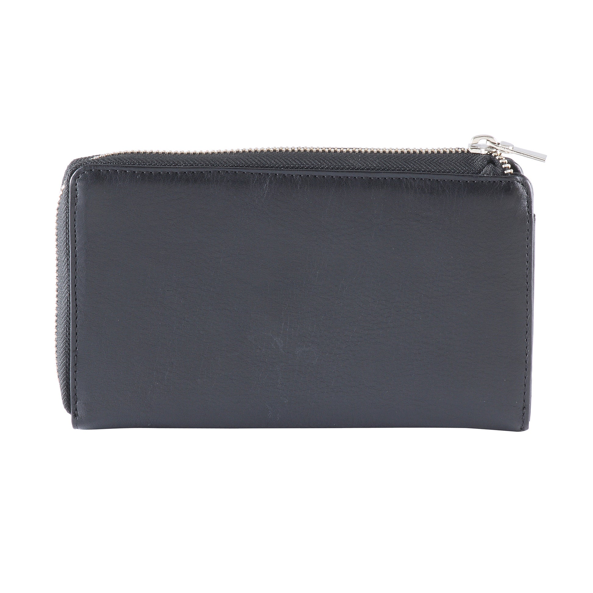 Style n Craft 301966-BL Ladies Zippered Clutch Wallet in Black Cow Leather - back closed