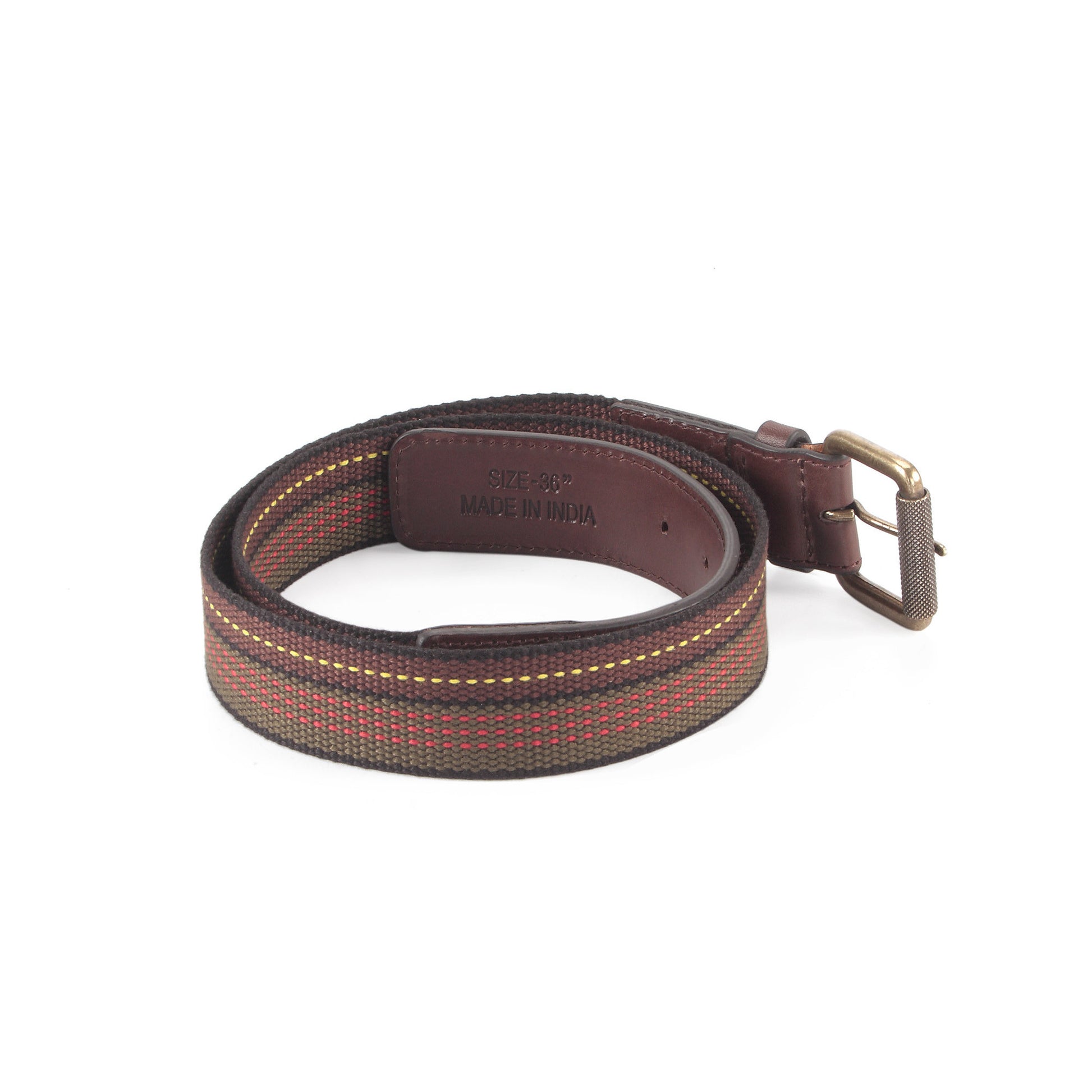390306 - One and a Half Inch Wide Leather Webbing Combination Belt - brown color leather - back view