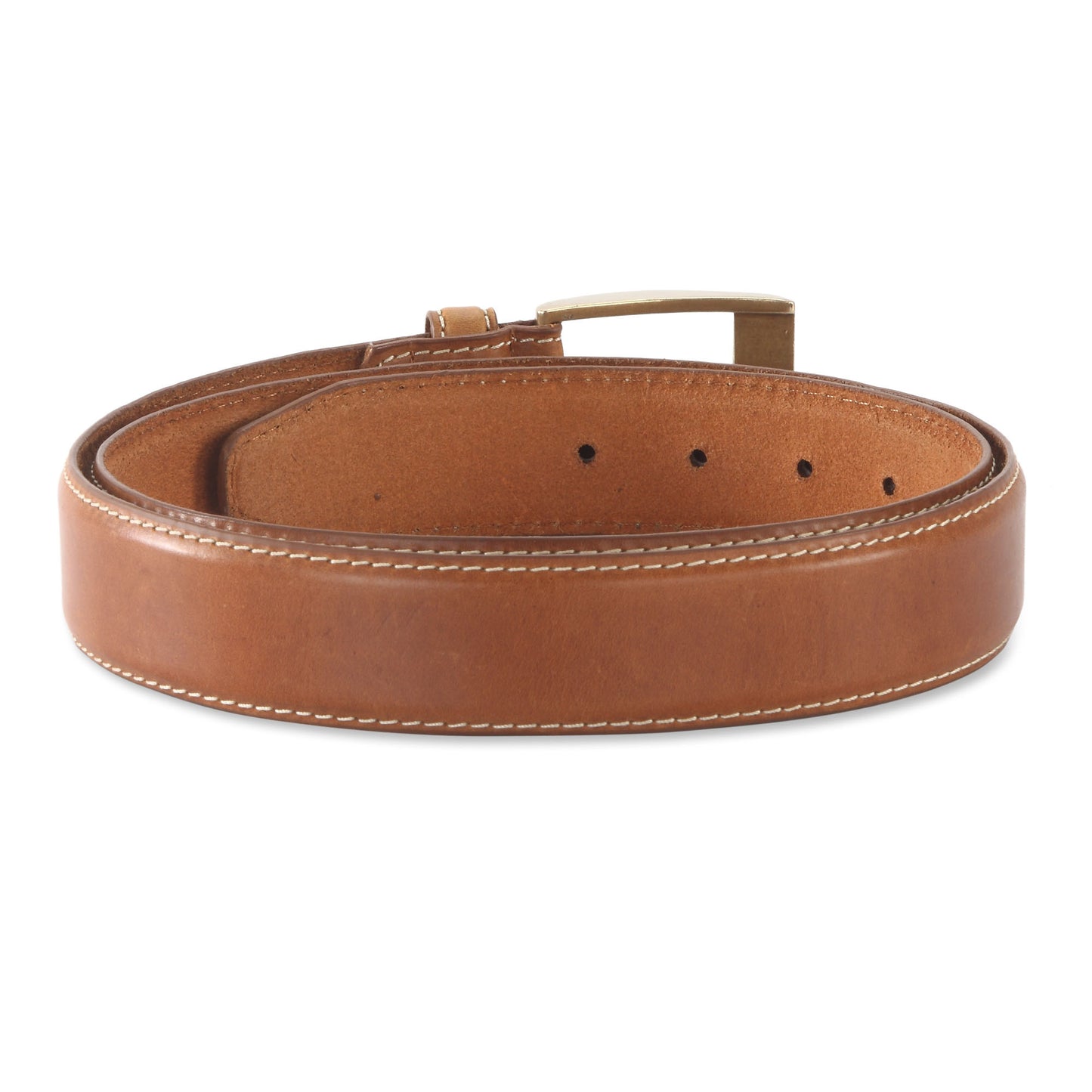 391901 - one and a half inch wide leather belt in tan color top grain leather - back view