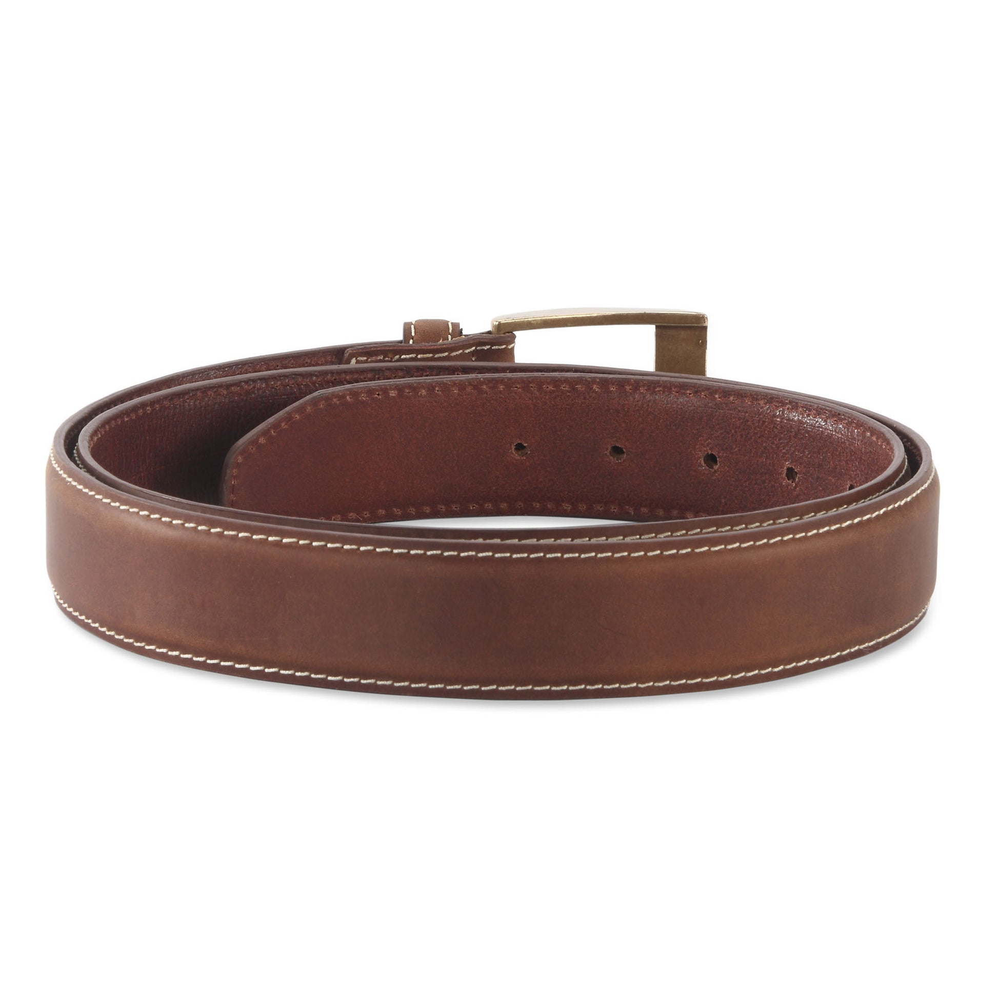 391902 - one and a half inch wide leather belt in brown color top grain leather - back view