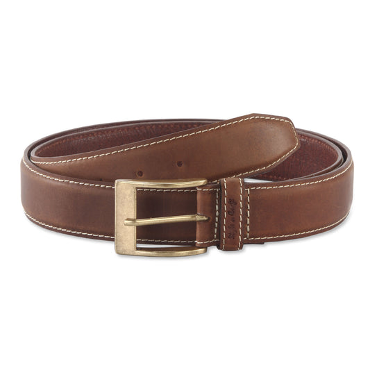 391902 - one and a half inch wide leather belt in brown color top grain leather - front view