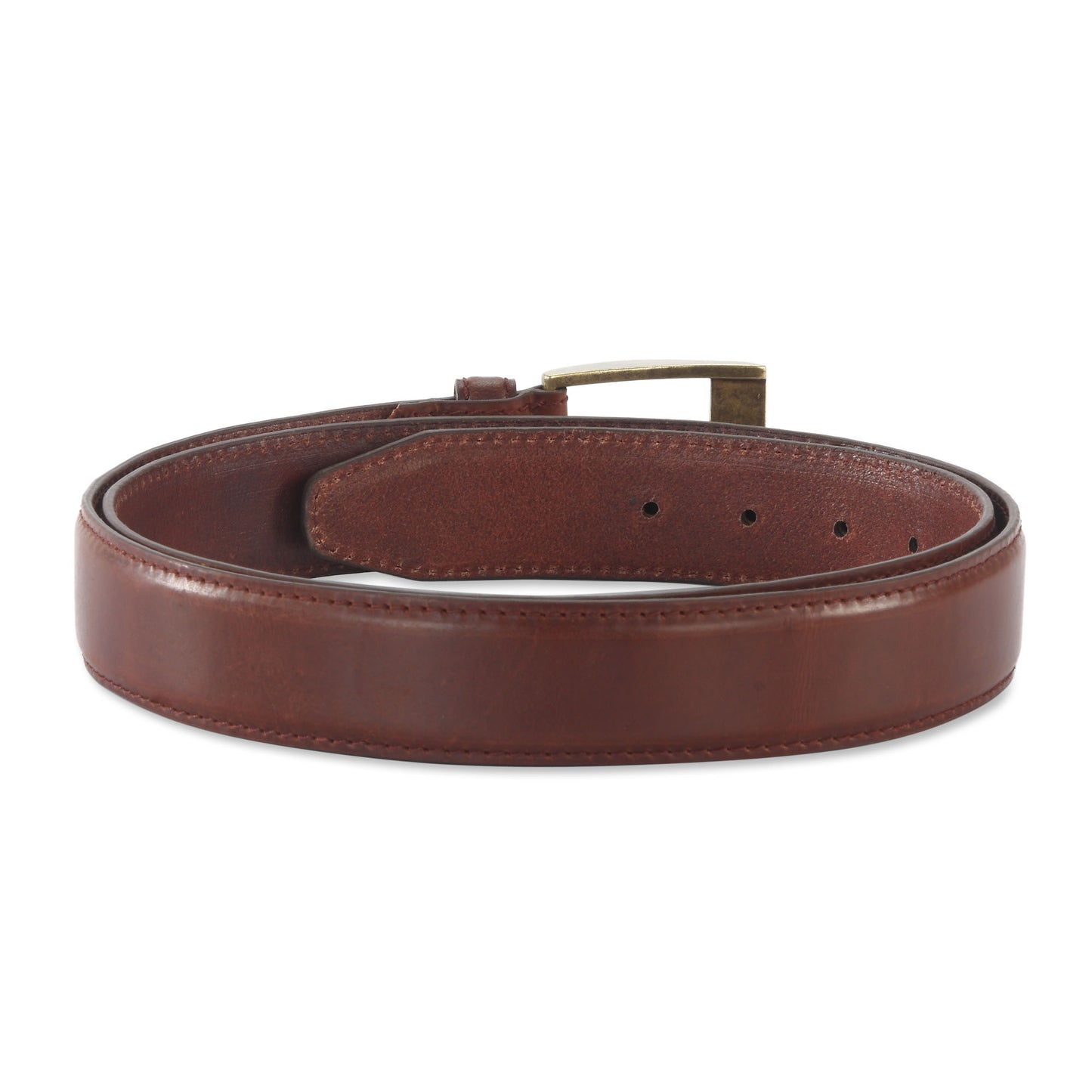 391903 - one and a half inch wide leather belt in brandy color top grain leather - back view