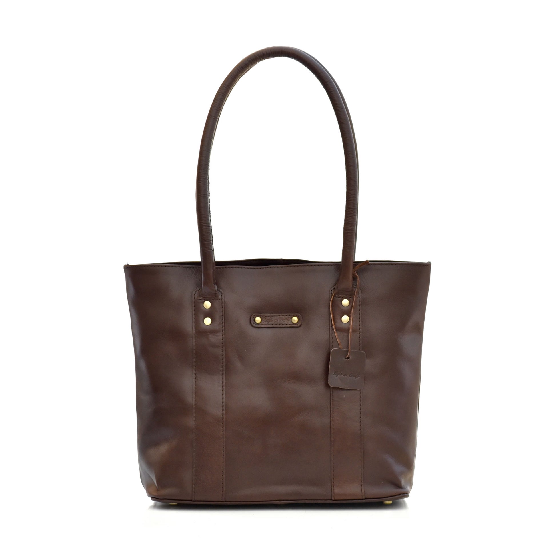 Style n Craft 392004 Ladies Tote Bag in Full Grain Dark Brown Leather - Front View