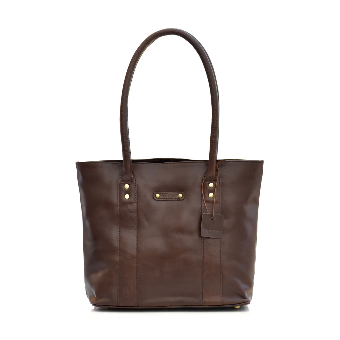 Ladies Tote Bag in Full Grain Dark Brown Leather | Style n Craft | #392004