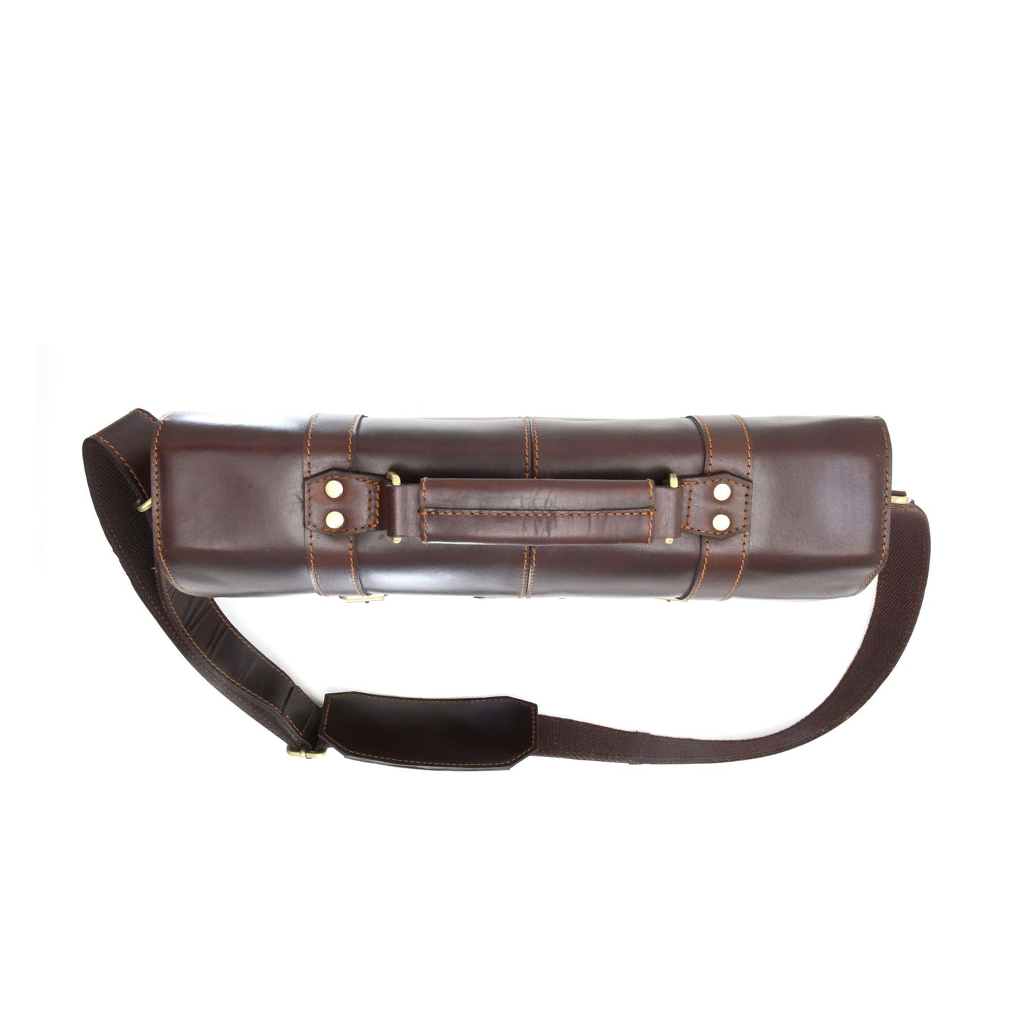 Style n Craft 392007 Portfolio Bag in Full Grain Dark Brown Leather - Top Closed View - Horizontal