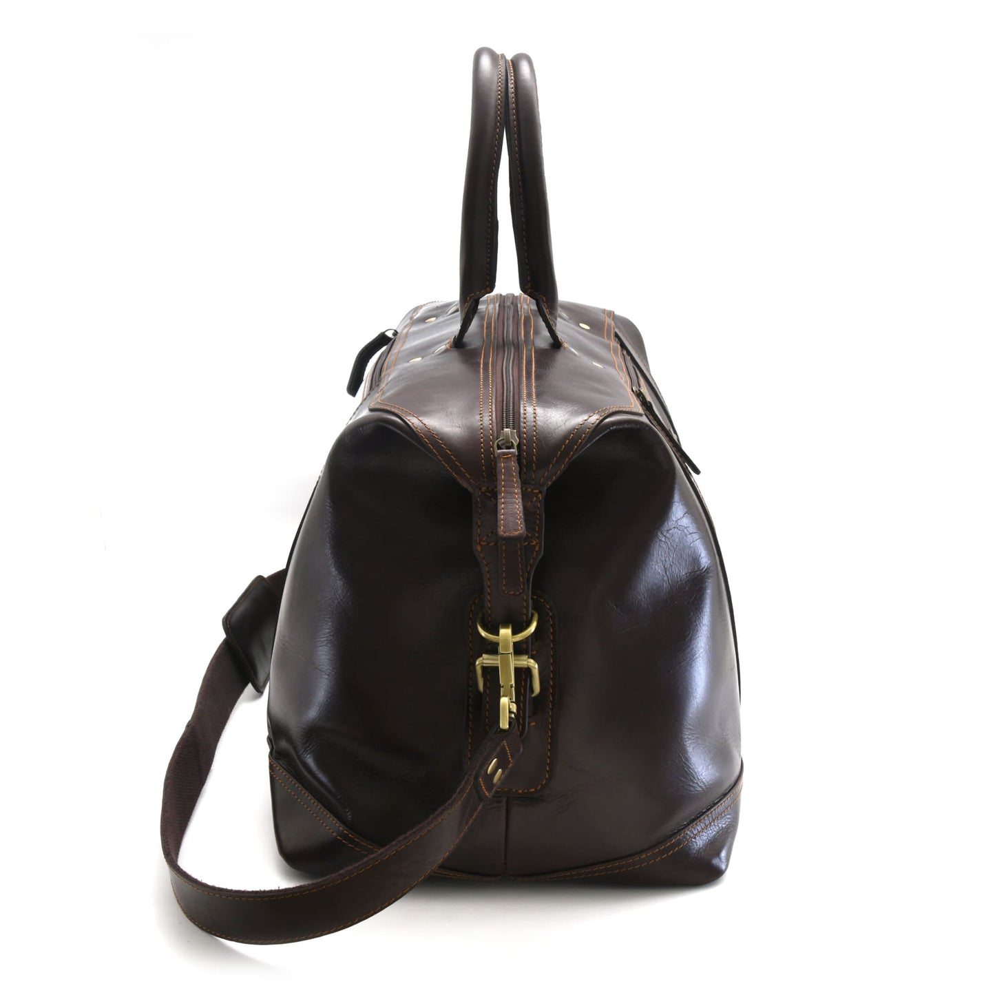 Style n Craft 392100 Large Duffle Bag in Full Grain Dark Brown Leather - Side View