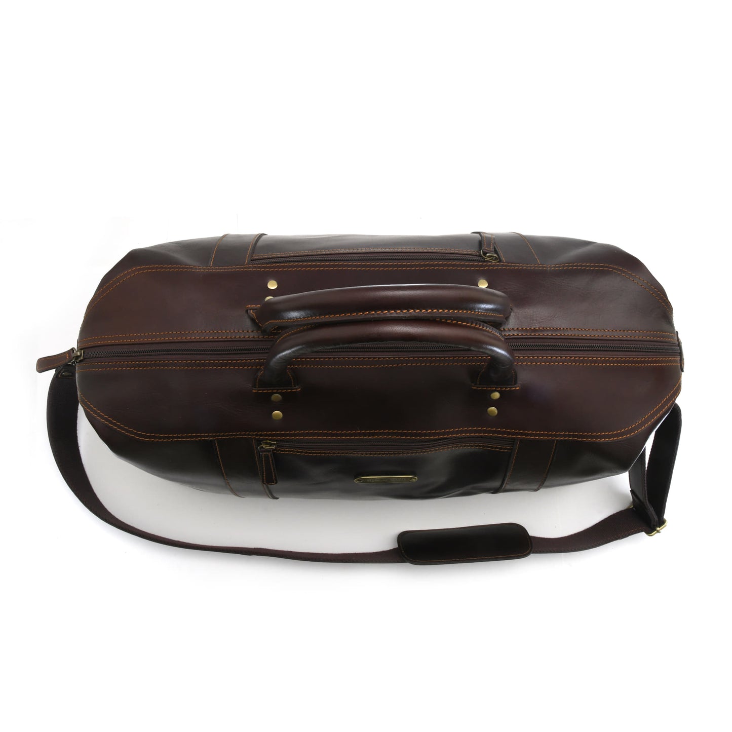 Style n Craft 392100 Large Duffle Bag in Full Grain Dark Brown Leather - Top View