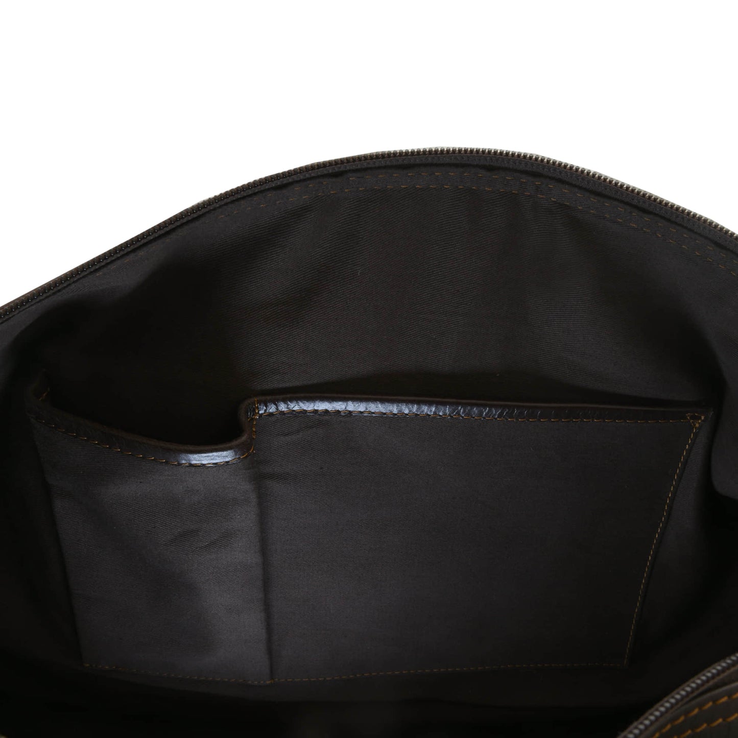 Style n Craft 392101 Duffle Bag in Full Grain Dark Brown Leather - View of the Inside Open Pockets