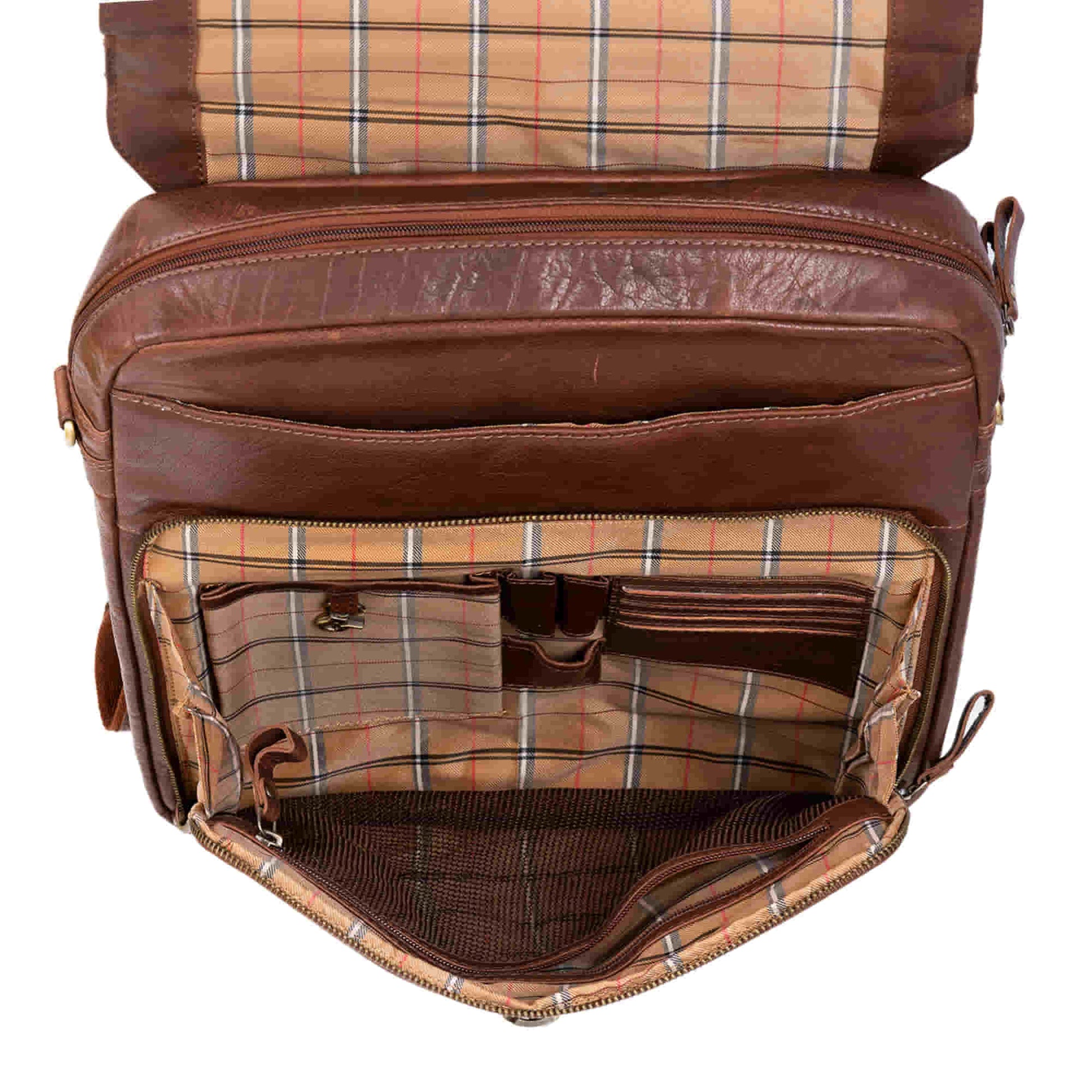 brown leather messenger backpack american leather 392600 Cross Body Messenger & Backpack in Full Grain Dark Brown Vintage Leather
